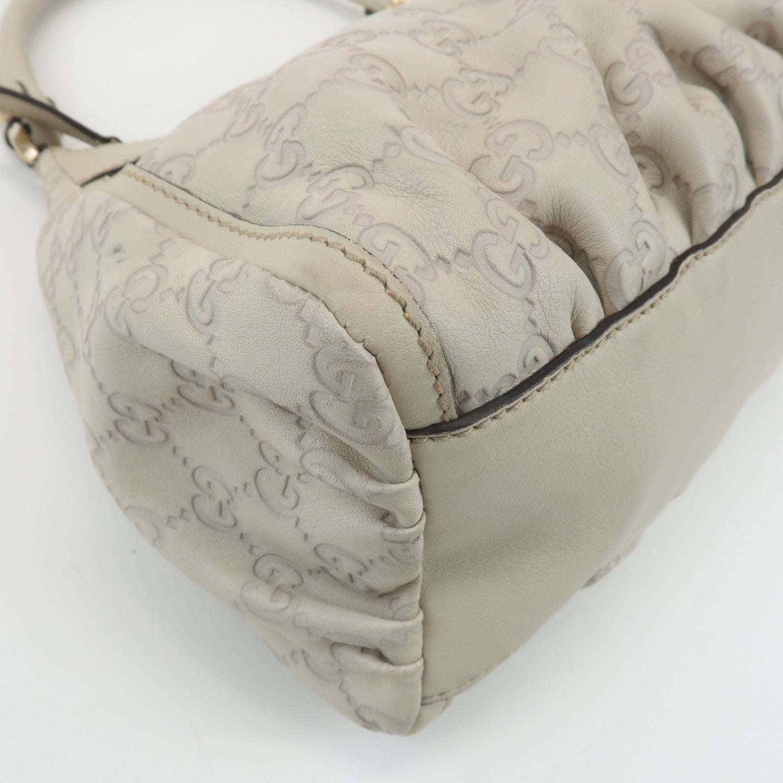 GUCCI Abbey Guccissima Leather Shoulder Bag Hand Bag Ivory 190525 Used