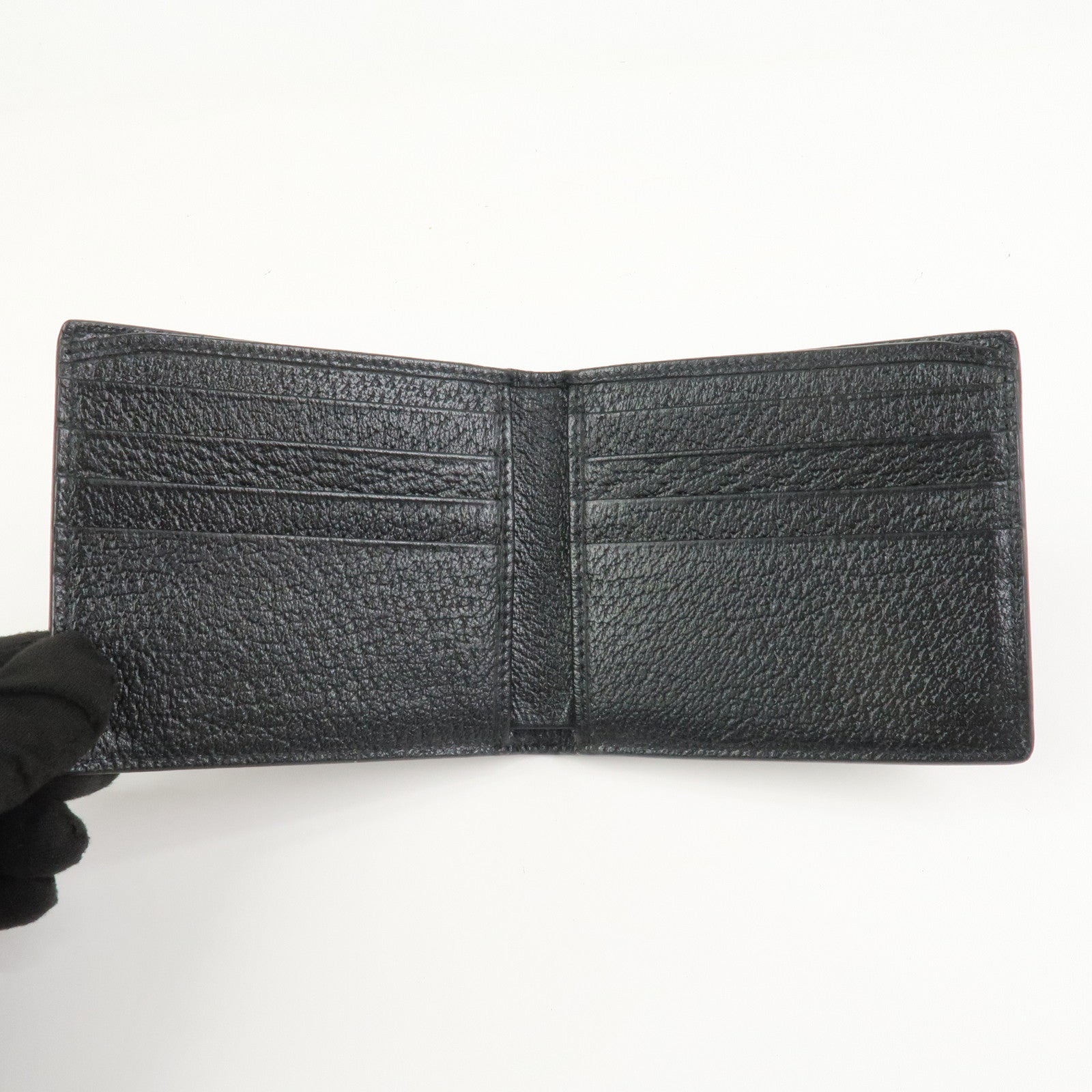 GUCCI Animalier Leather Bi-fold Compact Wallet Black 523664