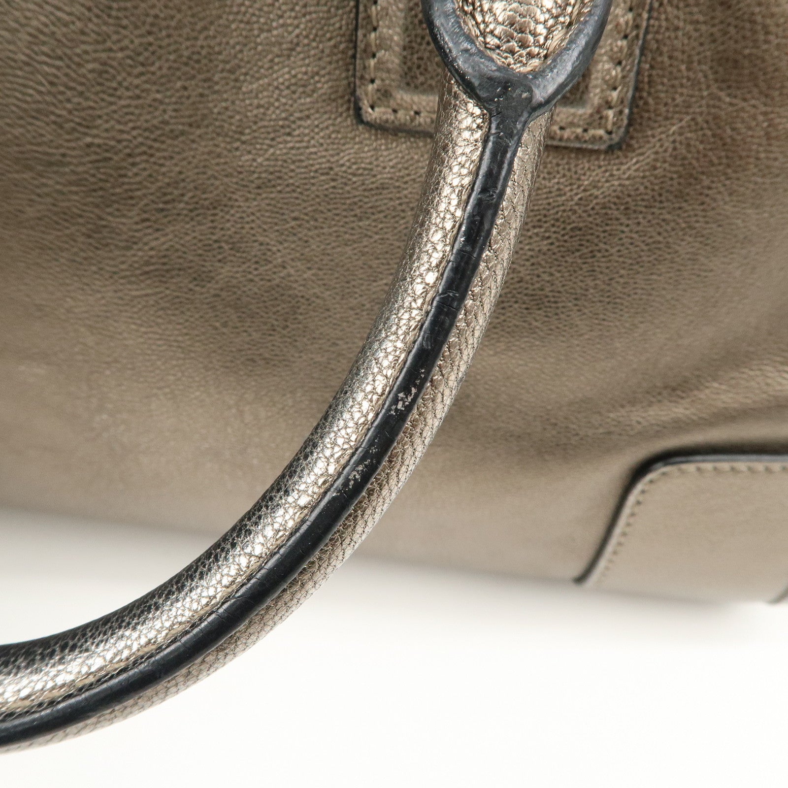 LOEWE Anagram Leather Amazona 28 Hand Bag Champagne gold Used