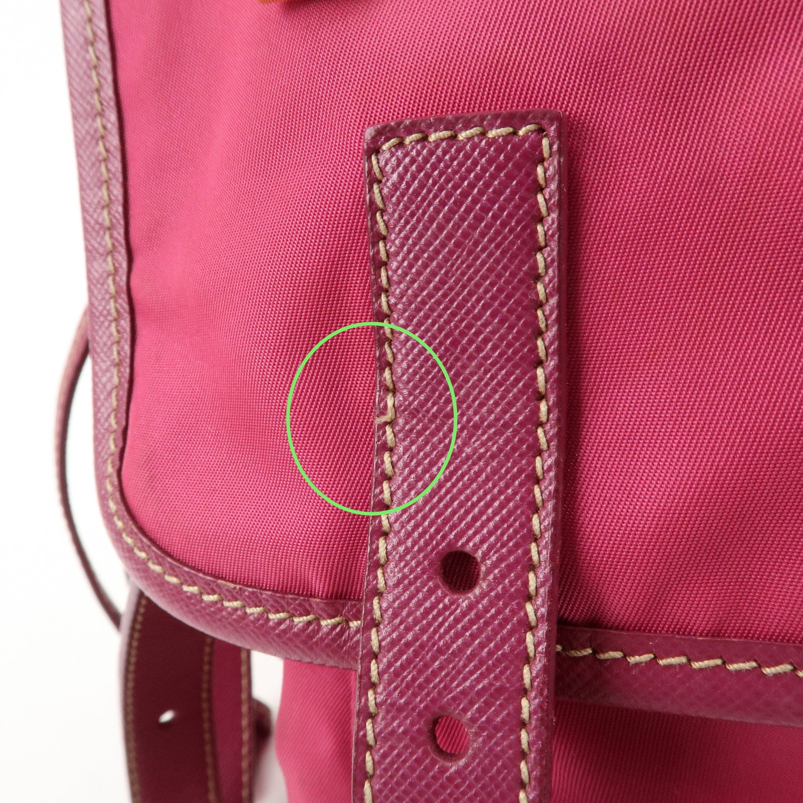 PRADA Nylon Saffiano Leather Flap Messenger Shoulder Bag Pink BT0697 Used