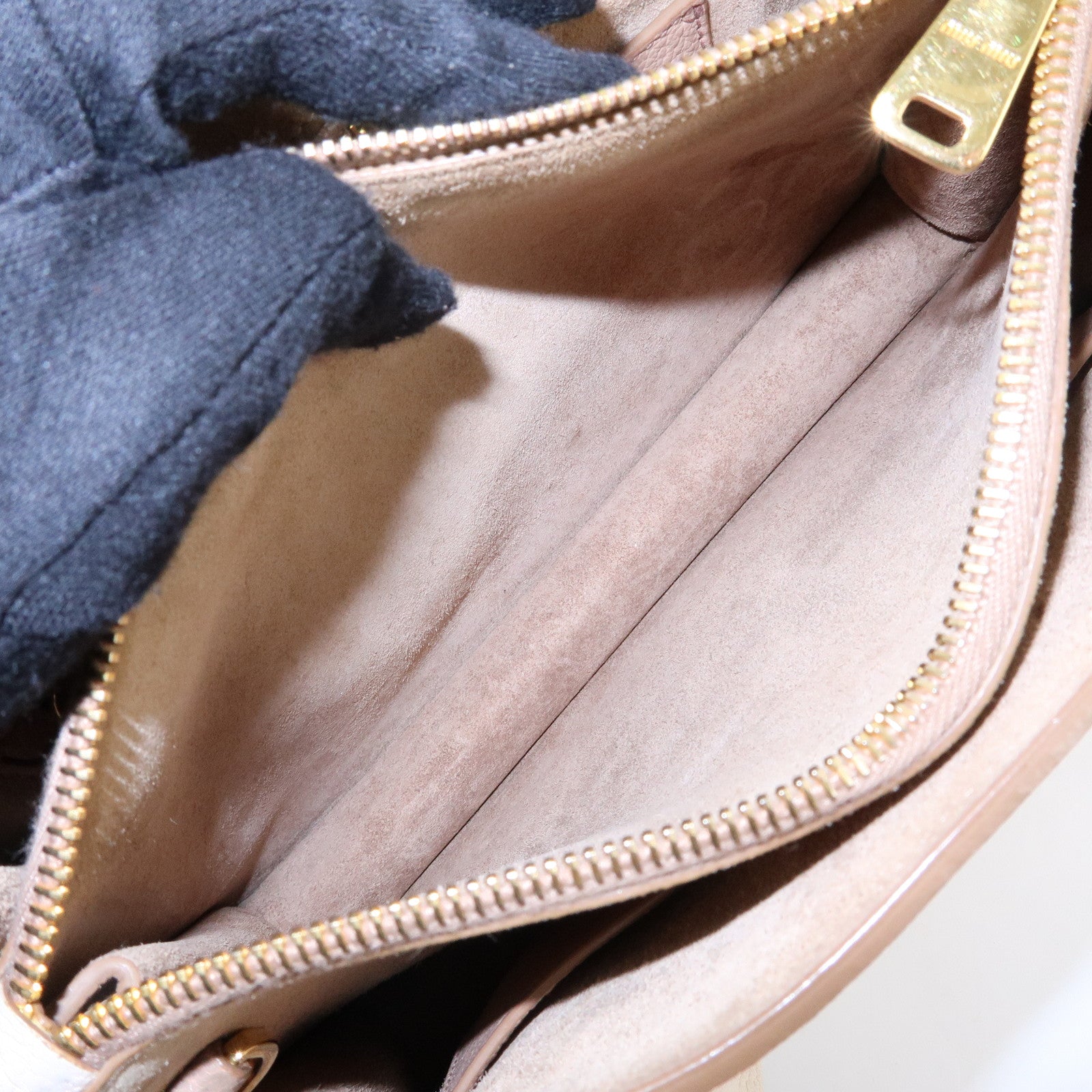 MIU MIU Madras Leather 2Way Bag Hand Bag Shoulder Bag Beige