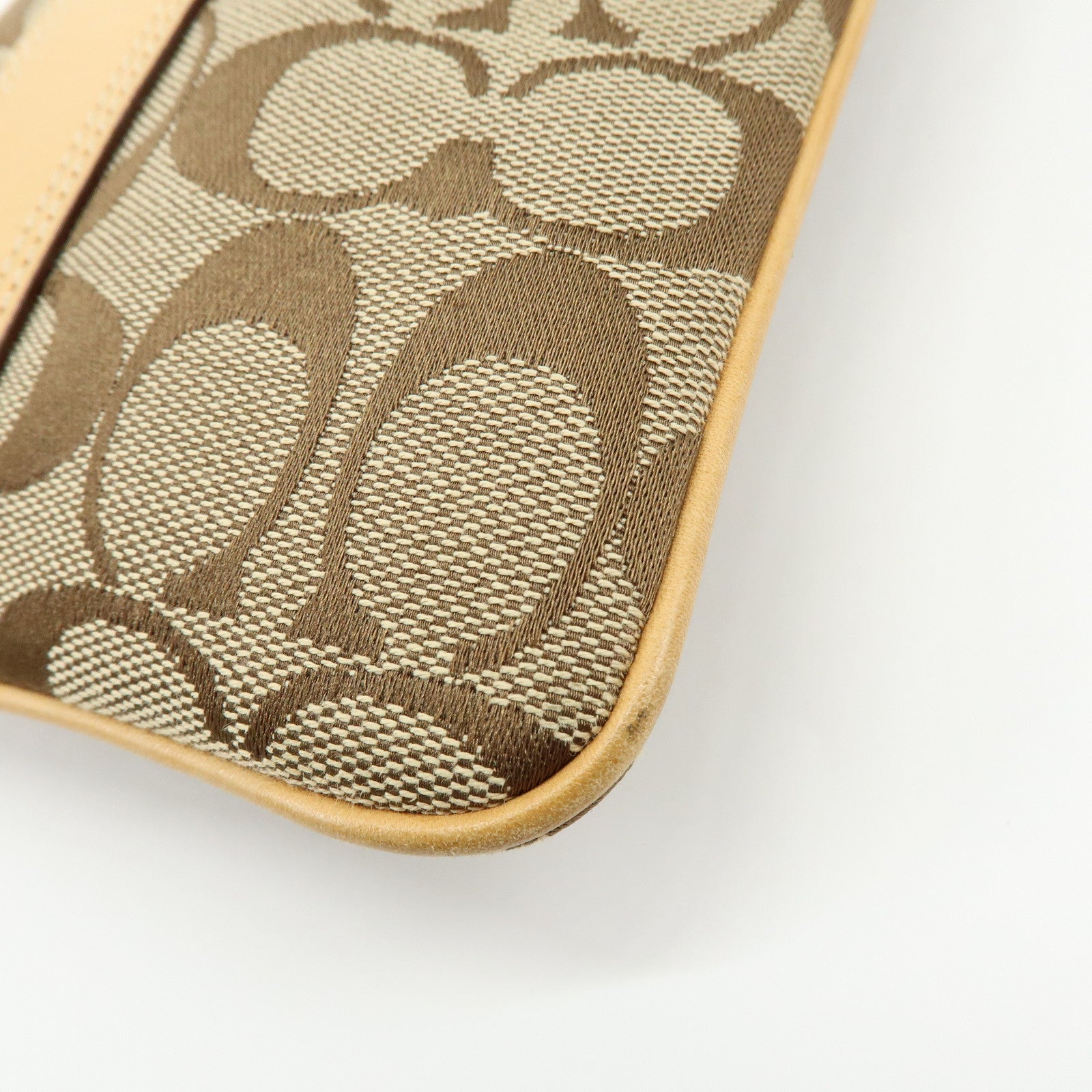 COACH Signature Set of 2 Canvas Leather Shoulder Bag Black Beige