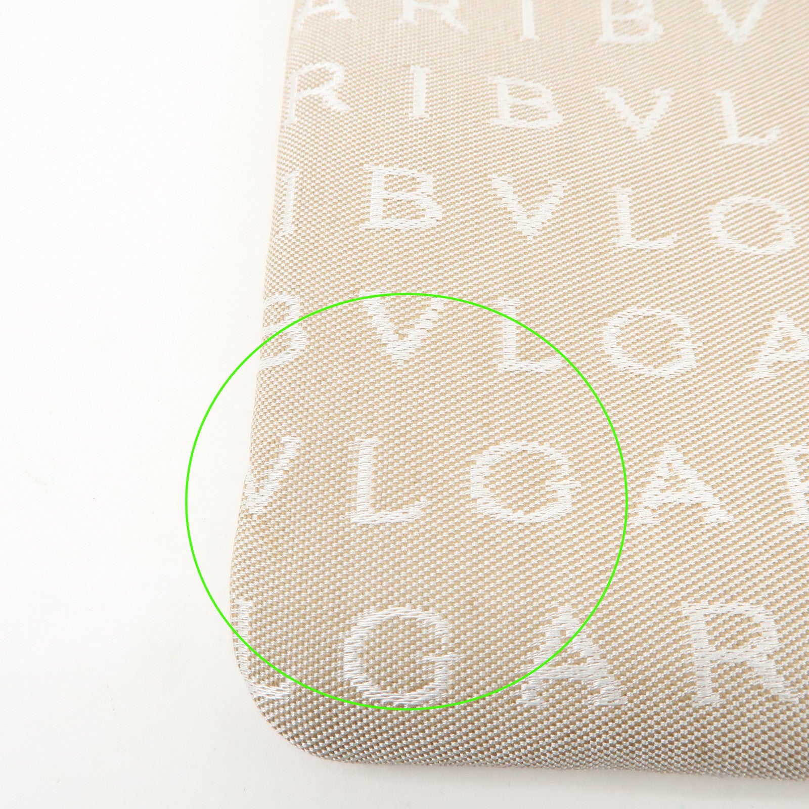 BVLGARI Logo Mania Canvas Leather Shoulder Bag Beige Dark Brown