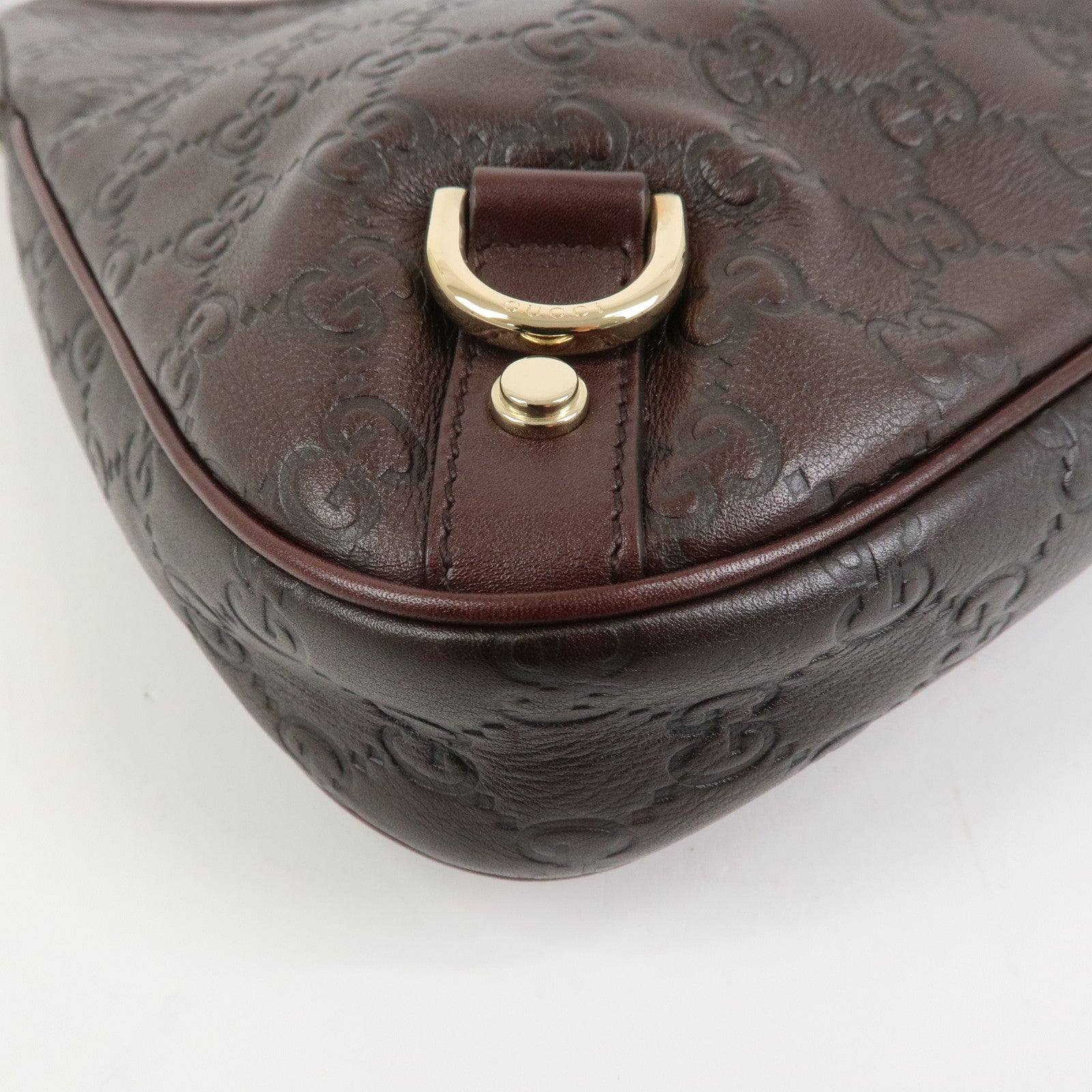 GUCCI Abbey Guccissima Leather Shoulder Bag Dark Brown 130738
