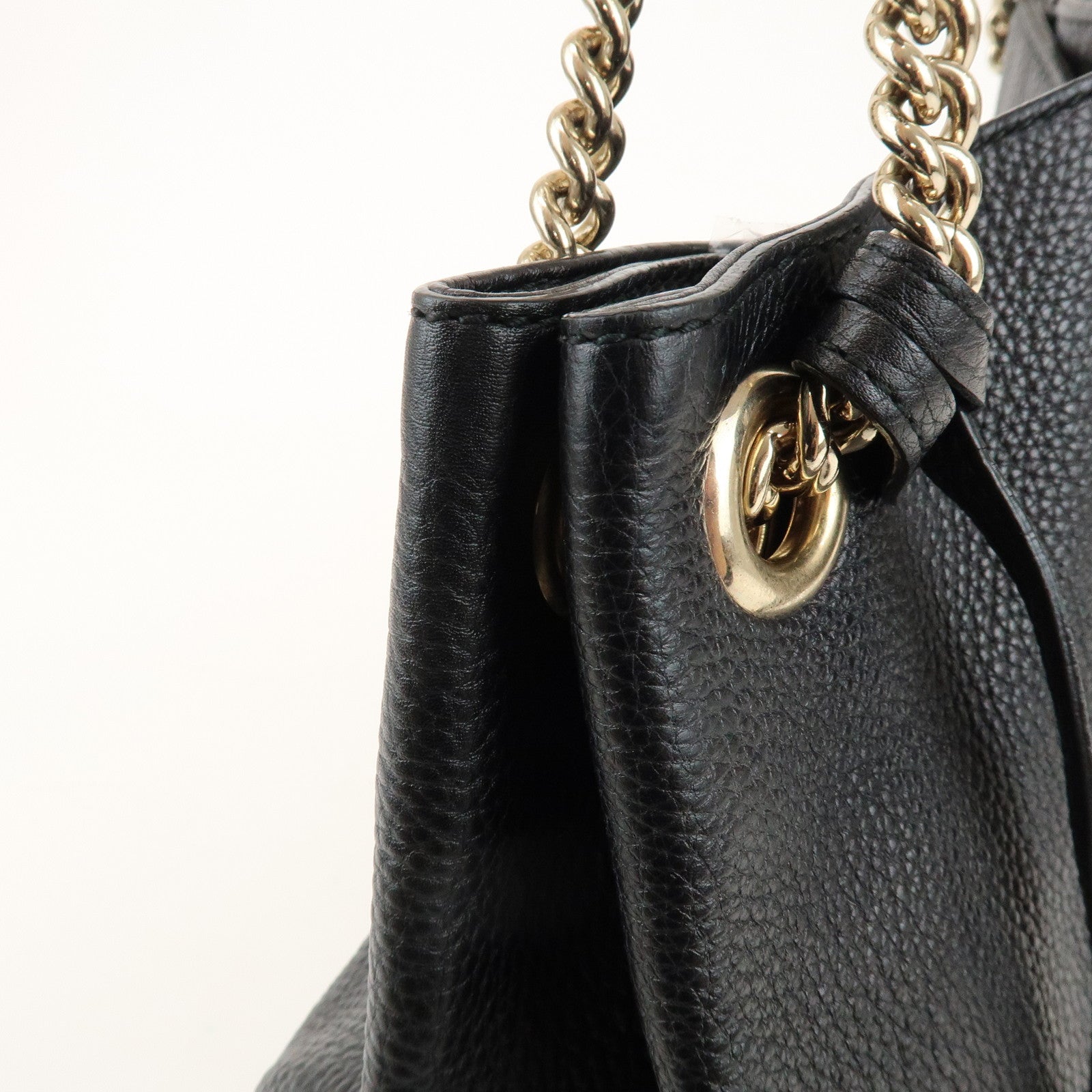 GUCCI SOHO Interlocking G Leather Chain Shoulder Bag Black 308982