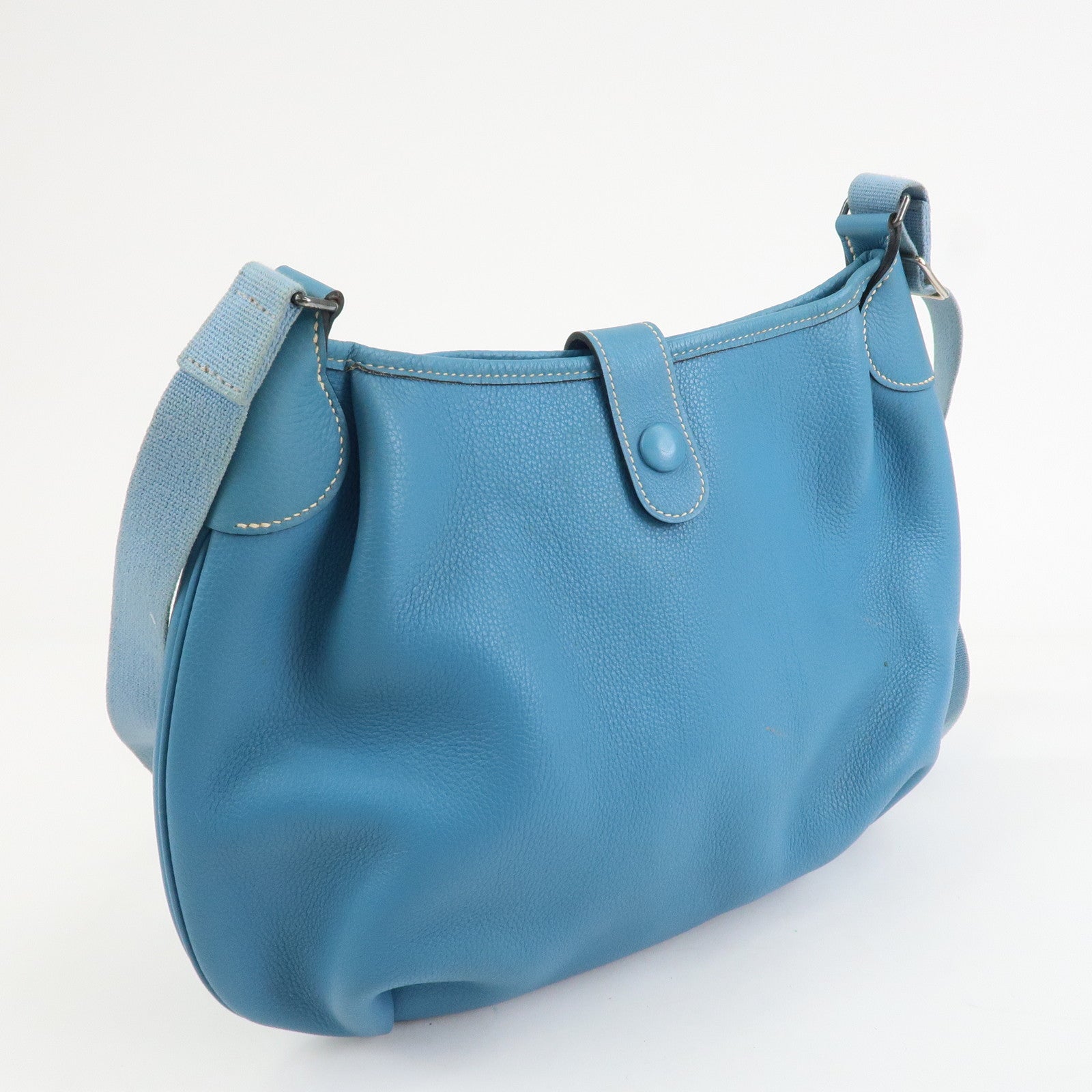 HERMES Leather Rodeo Du Shoulder Bag H Logo Light Blue