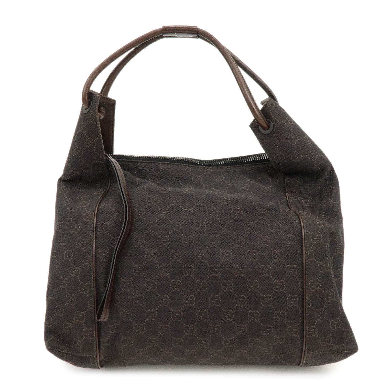 GUCCI GG Denim Leather Shoulder Bag Hand Bag Dark Brown 101292