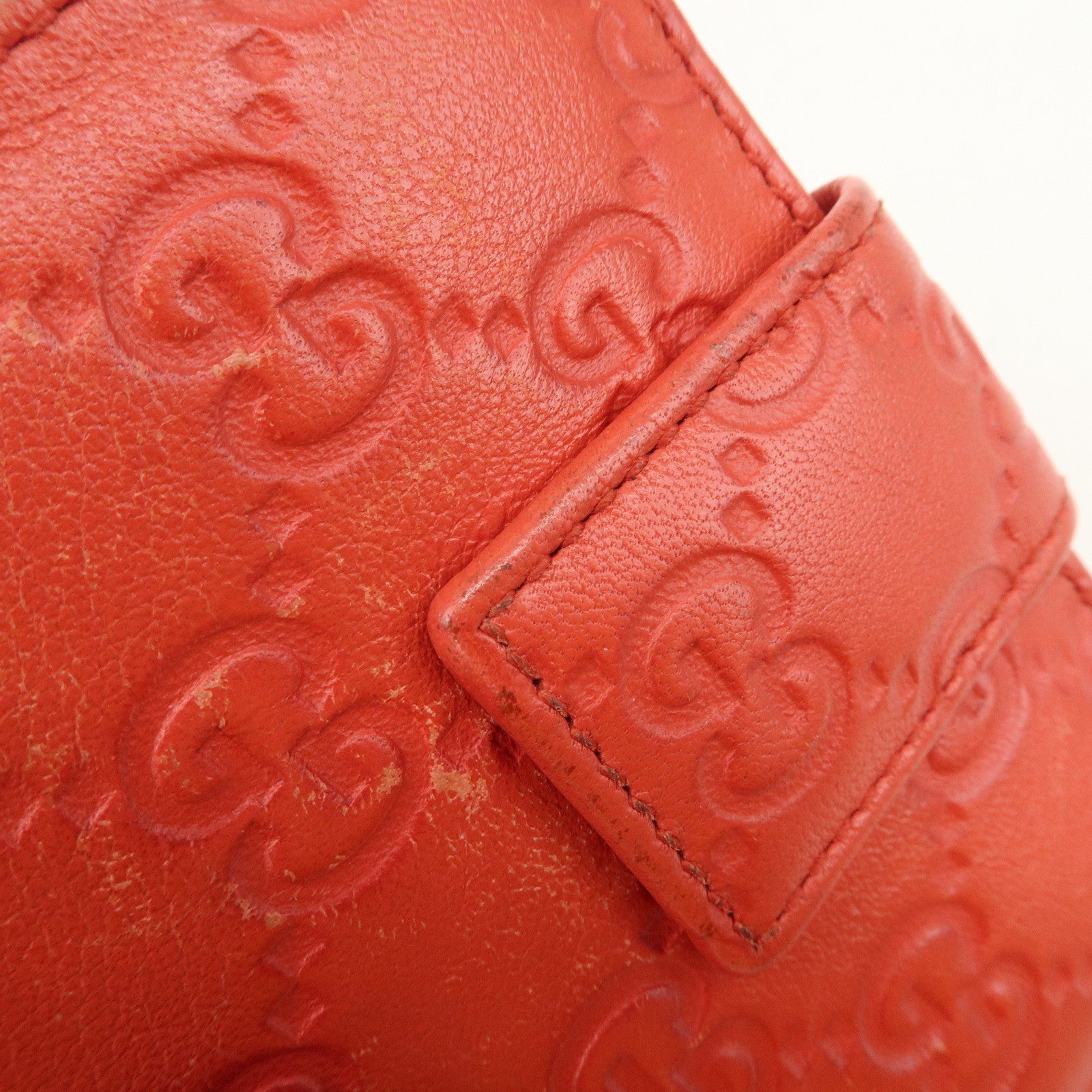 GUCCI Guccissima Leather Bi-fold Compact Wallet Red 346056