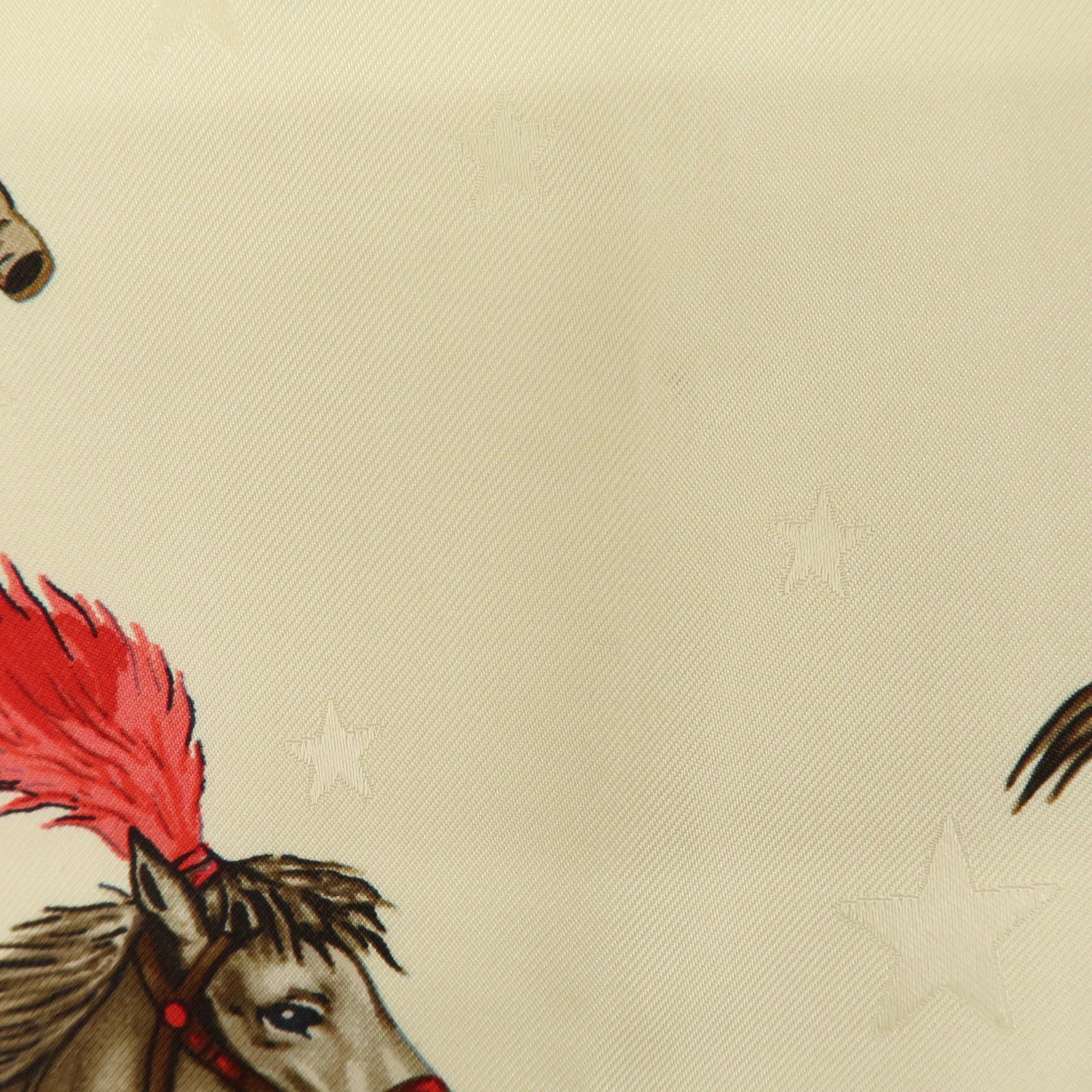 HERMES Carre 90 Silk 100% Scarf EN PISTE Horse Print Beige Gray