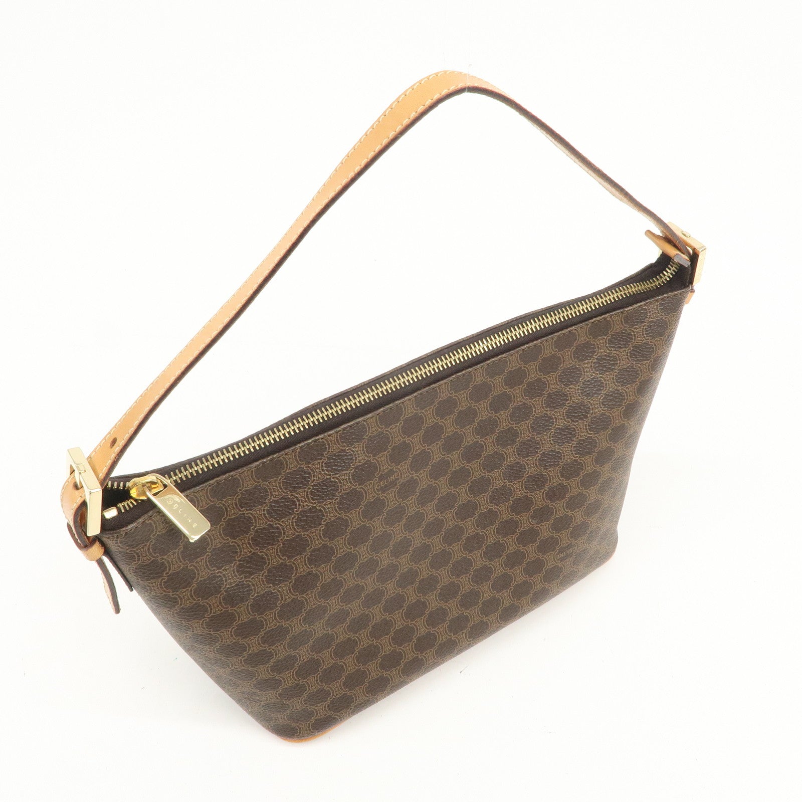 CELINE Macadam PVC Leather Shoulder Bag Brown
