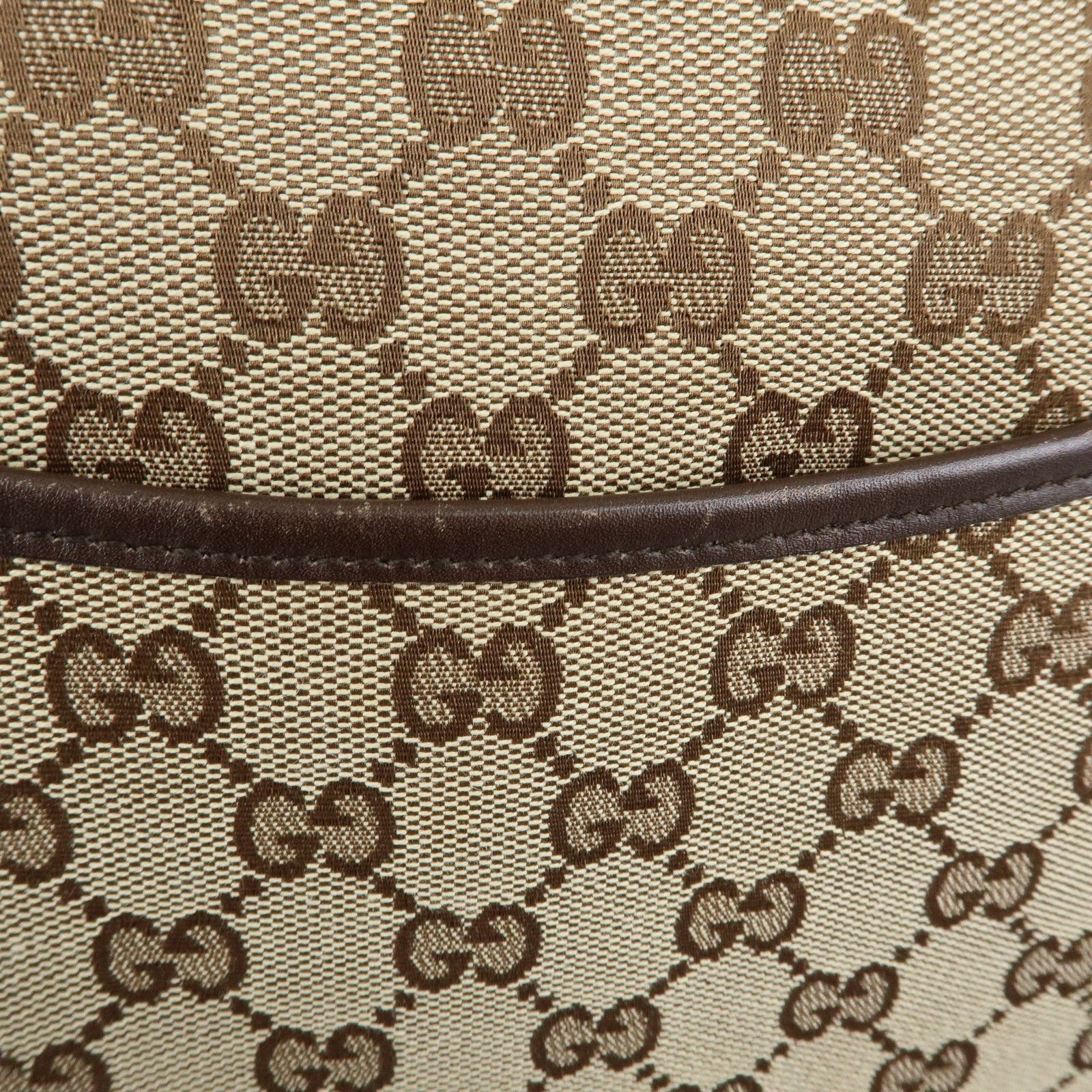 GUCCI GG Canvas Leather Shoulder Crossbody Bag Beige Brown 145857