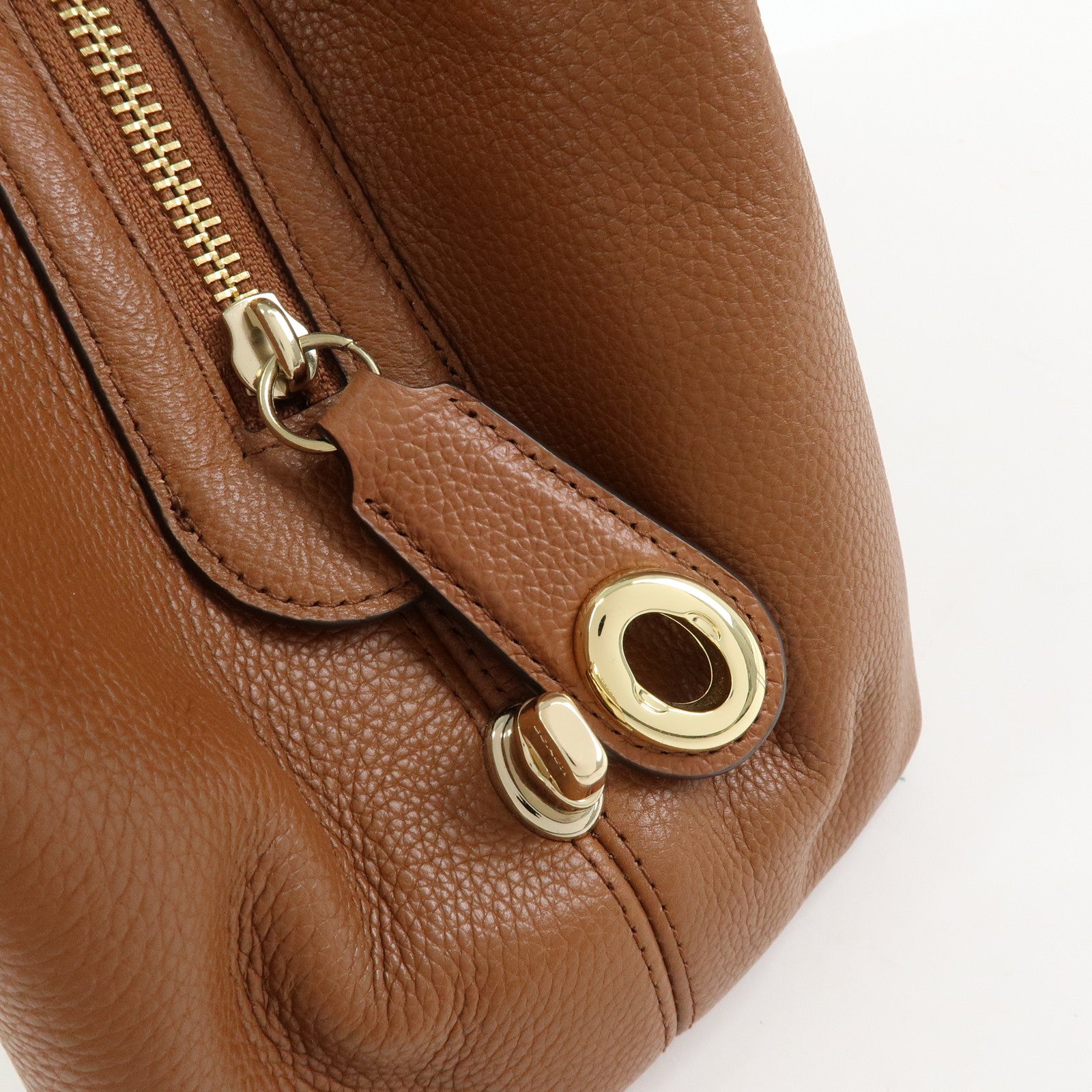 COACH Logo Leather Shoulder Bag Hand Bag Brown