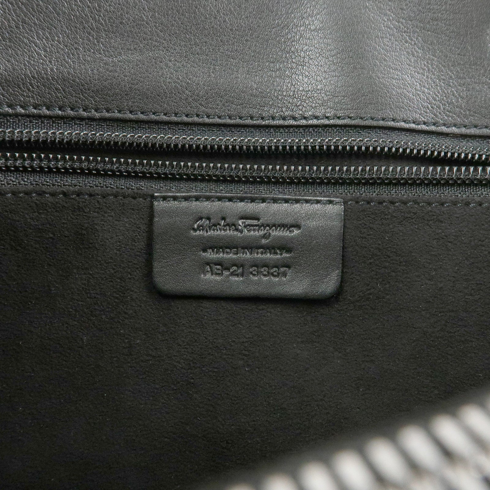 Ferragamo Gancini Leather Tote Bag Shoulder Bag Black