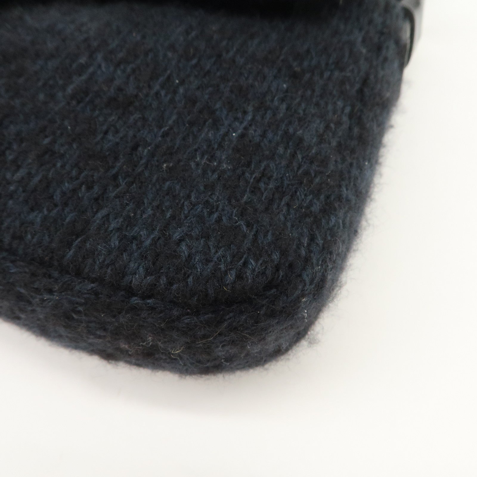 FENDI Mamma Baguette Knit Leather Shoulder Bag Dark Navy 26424