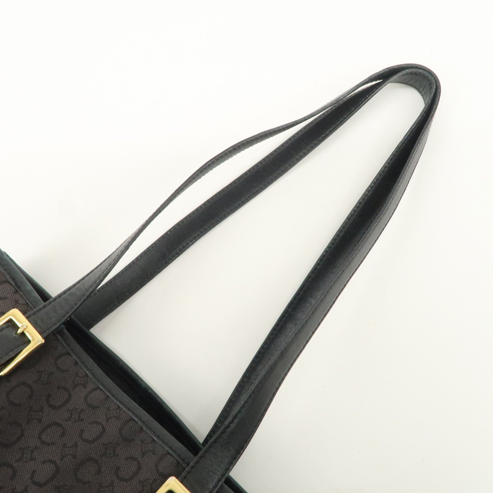 CELINE C Macadam Canvas Leather Tote Bag Shoulder Bag Black