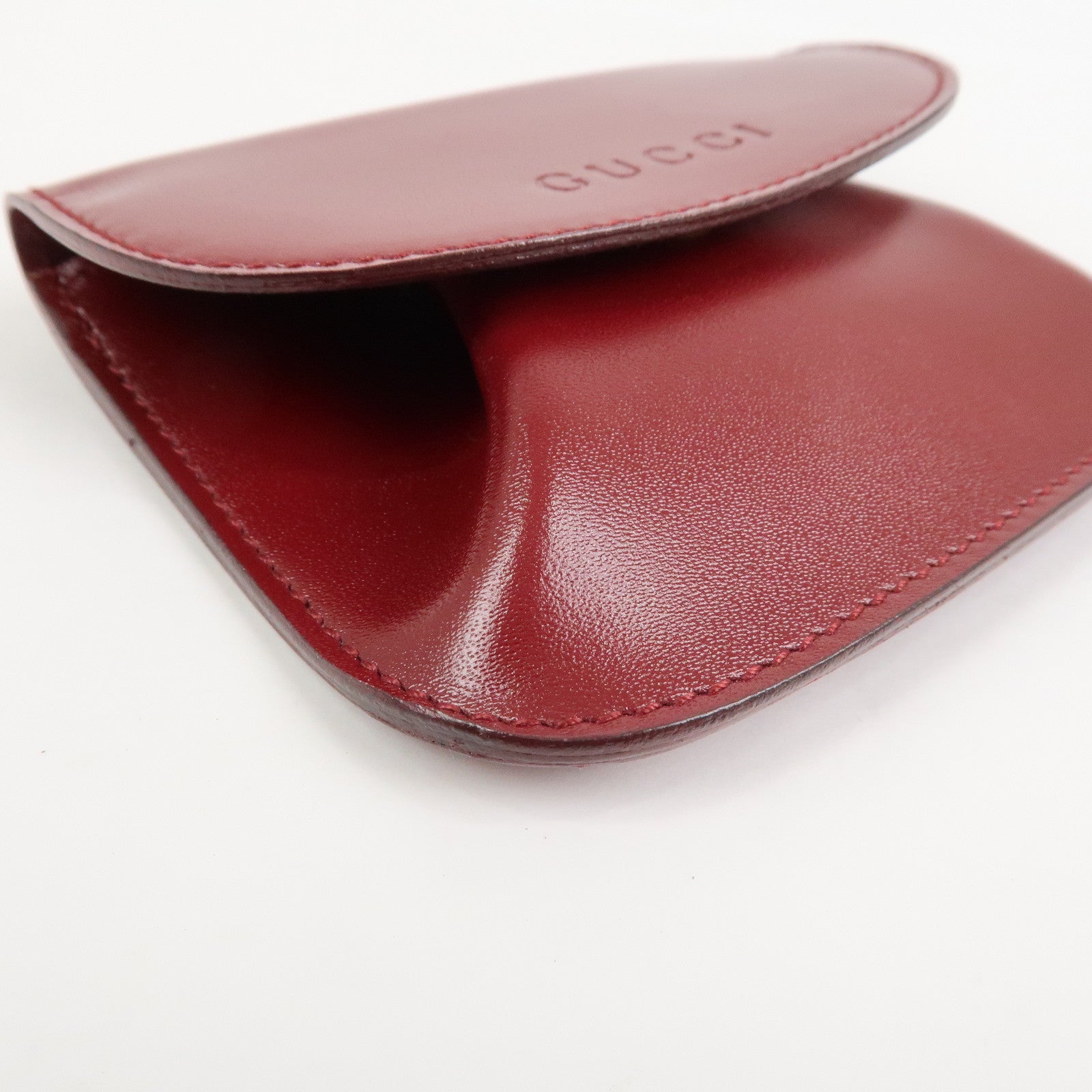 GUCCI Logo Leather Coin Case Coin Purse Red 030.2091
