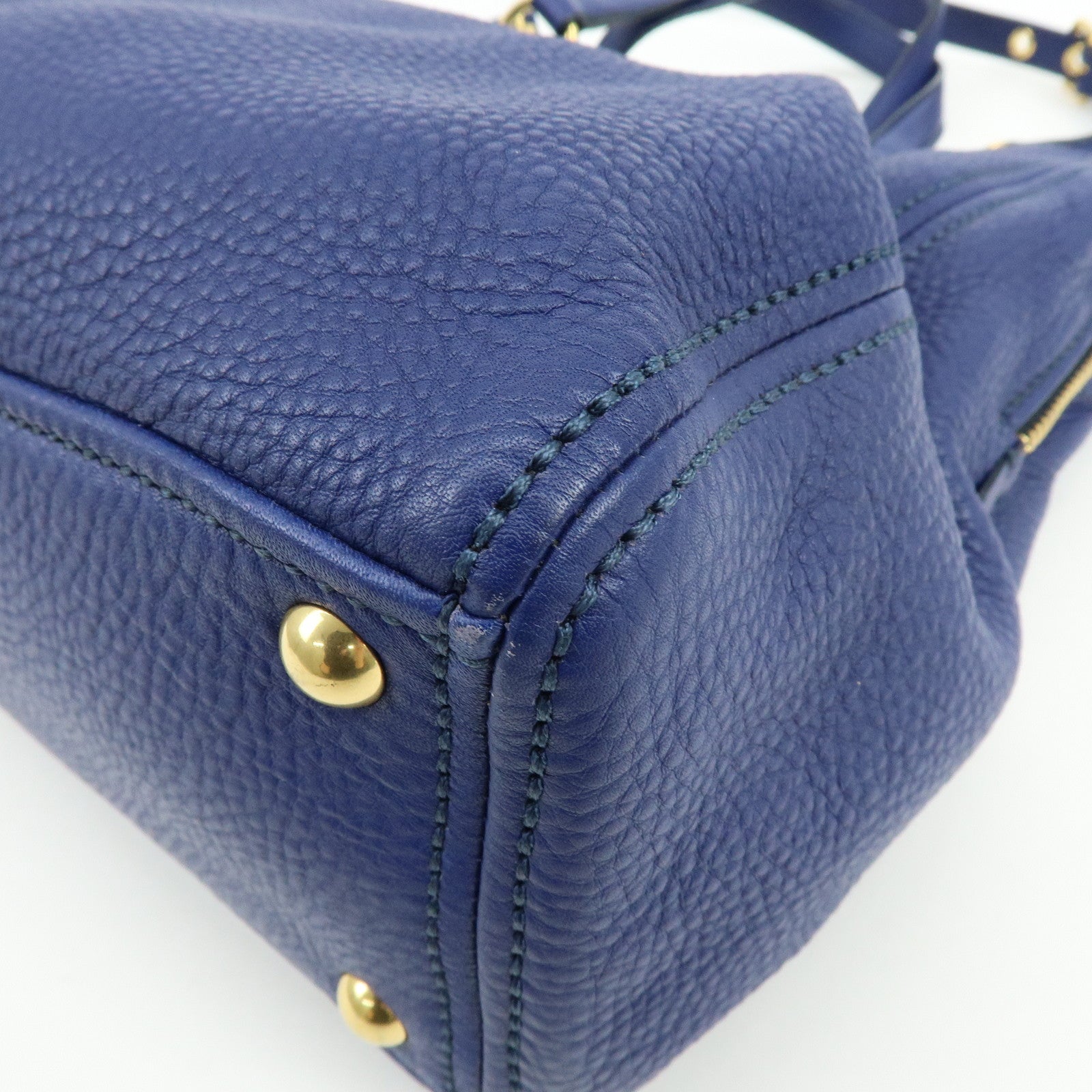 MIU MIU Leather 2Way Bag Hand Bag Shoulder Bag Blue