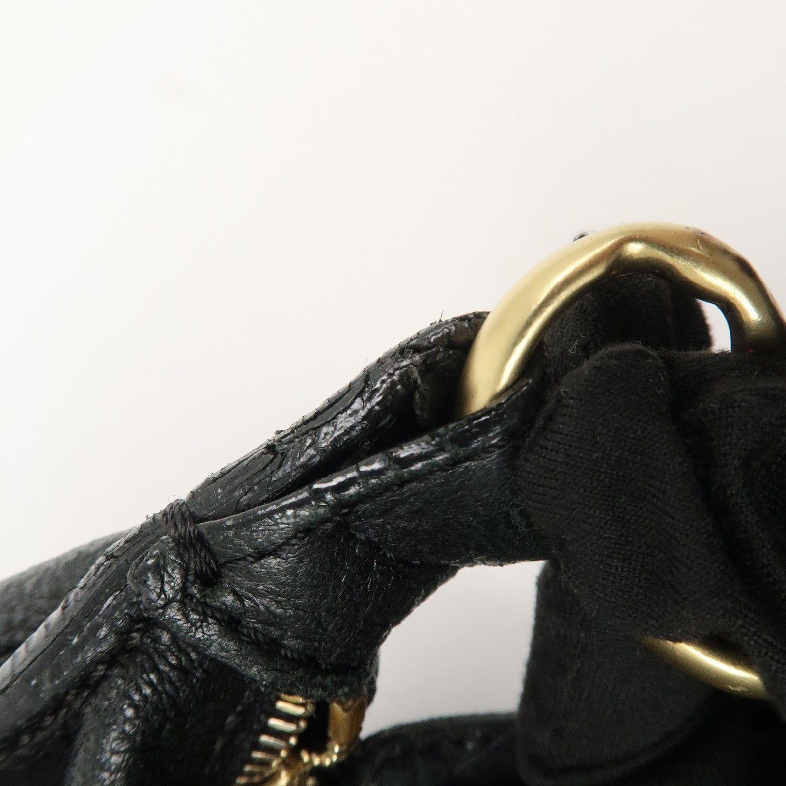 CHANEL Logo Leather Shoulder Bag Hand Bag Black