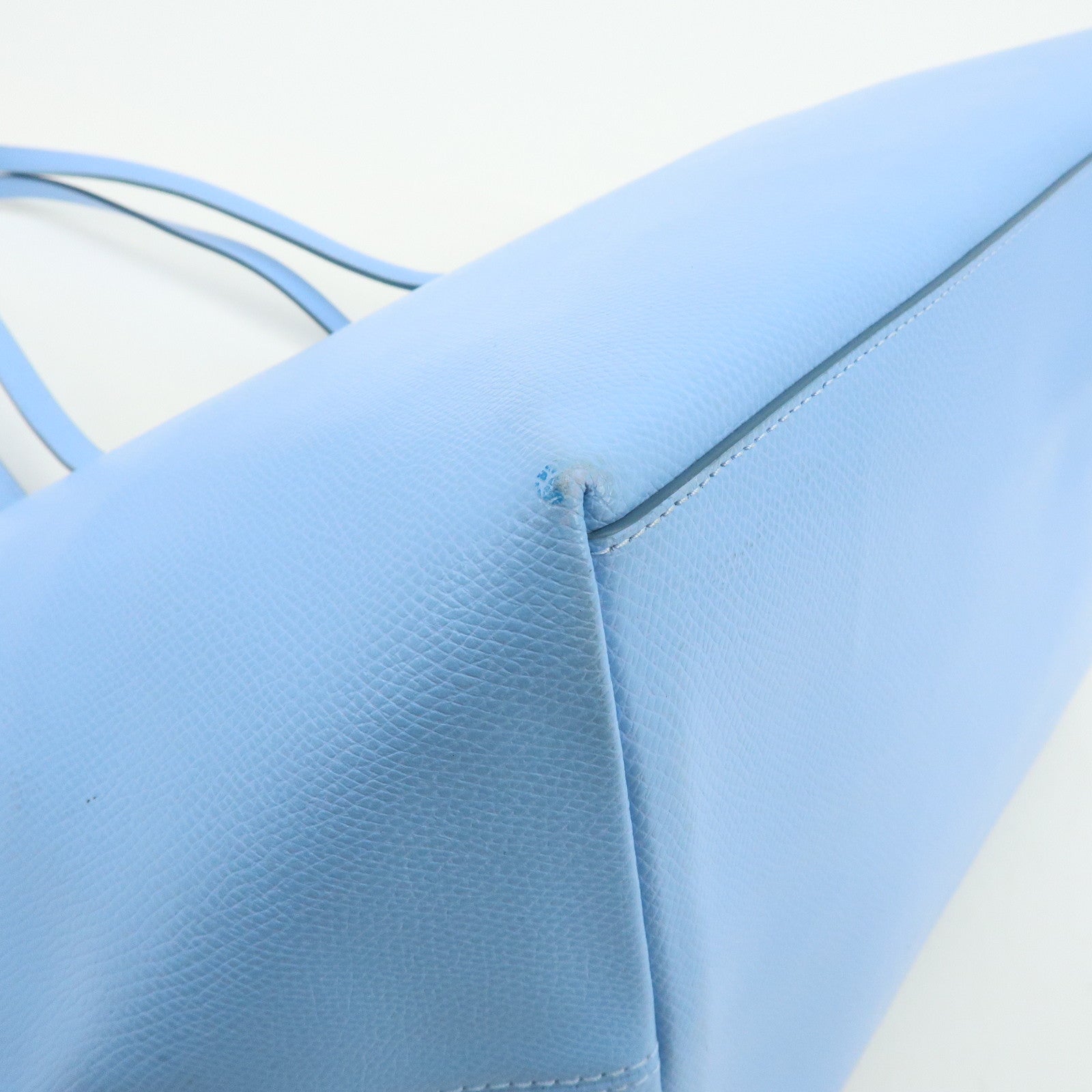 COACH Leather Tote Bag Shoulder Bag Light Blue