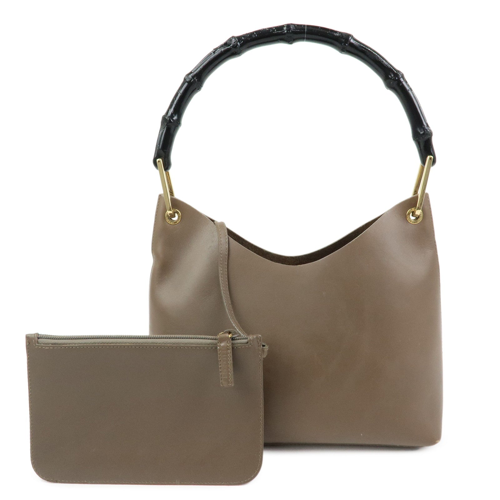 GUCCI Bamboo Leather Shoulder Bag Hand Bag Brown 001・2058・1883・0