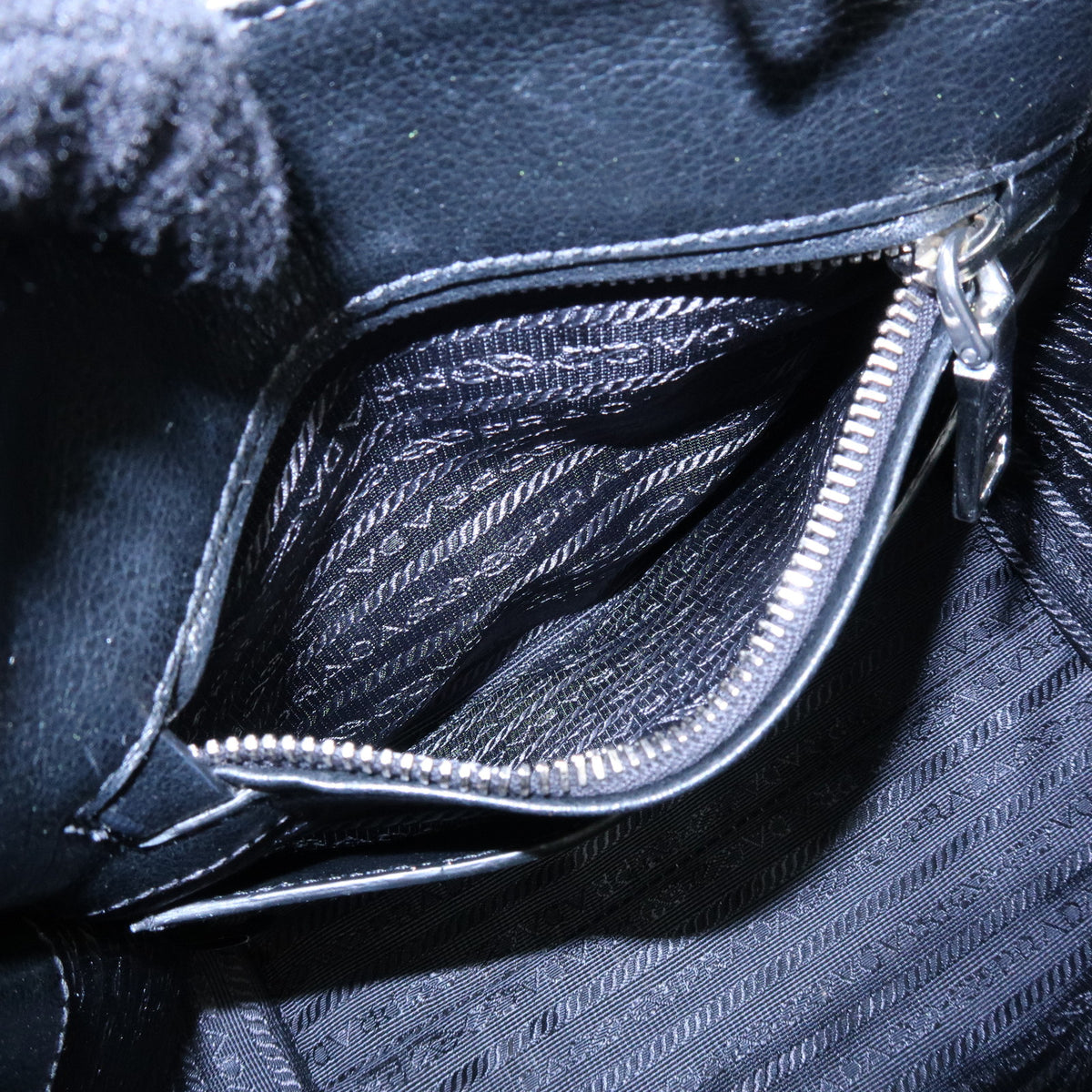 PRADA Triangle Logo Pony Leather 2Way Bag Hand Bag Shoulder Bag
