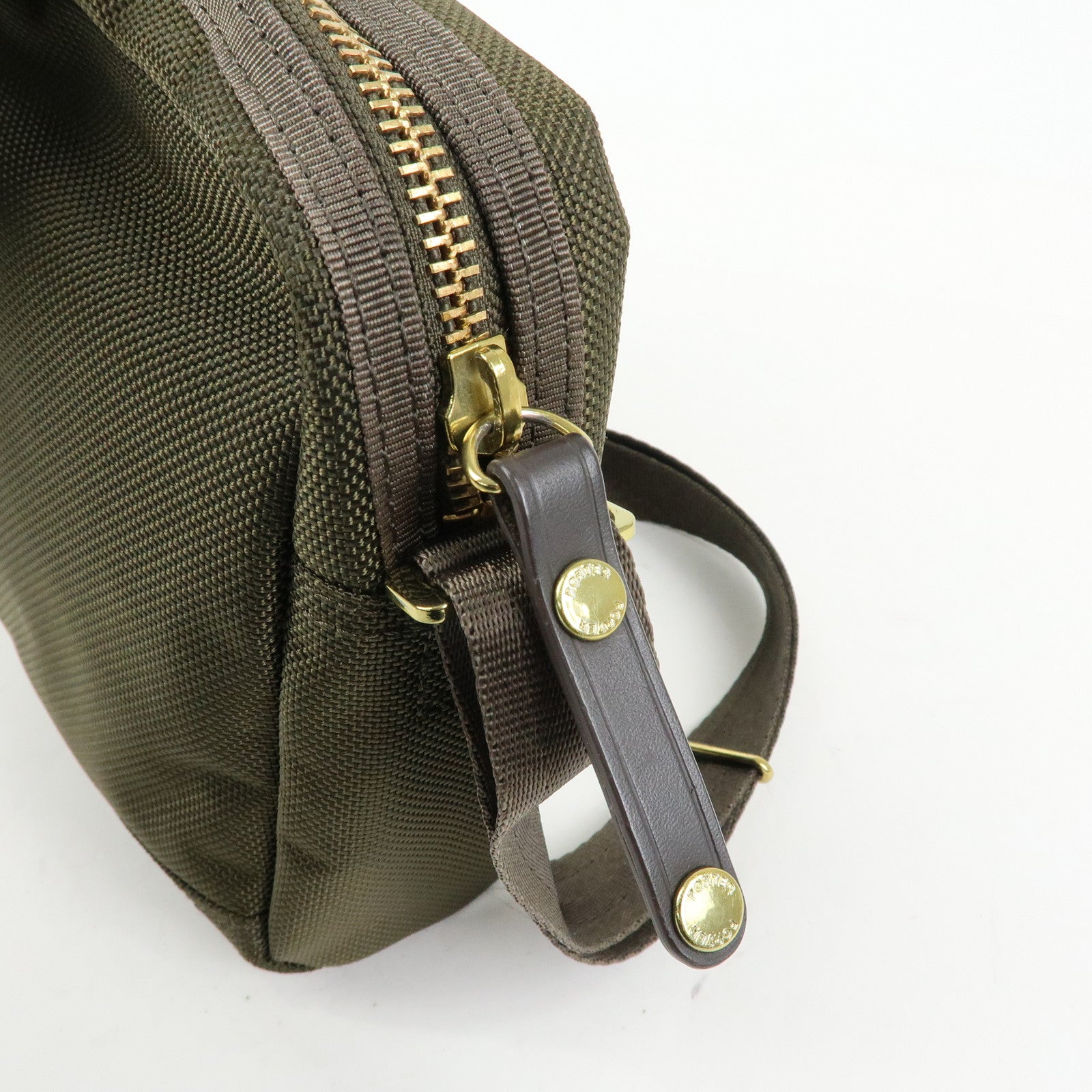 PORTER INTERNATIONAL Nylon Leather Shoulder Bag Crossbody Bag Khaki