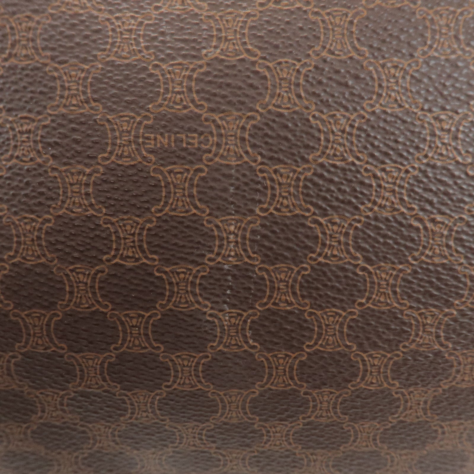 CELINE Macadam PVC Leather Boston Bag Hand Bag Brown