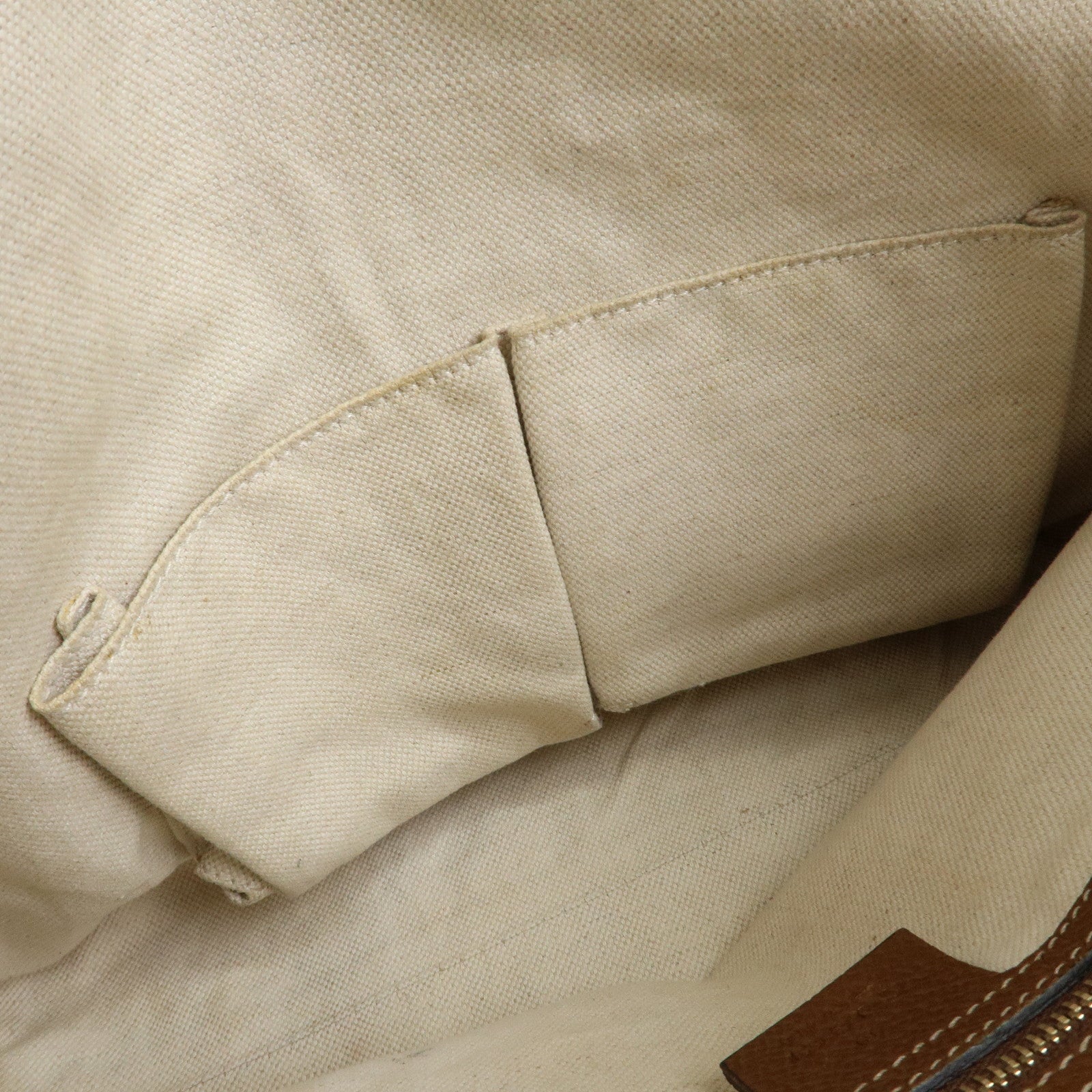 GUCCI Interlocking G GG Canvas Leather Hand Bag Beige Brown 353120