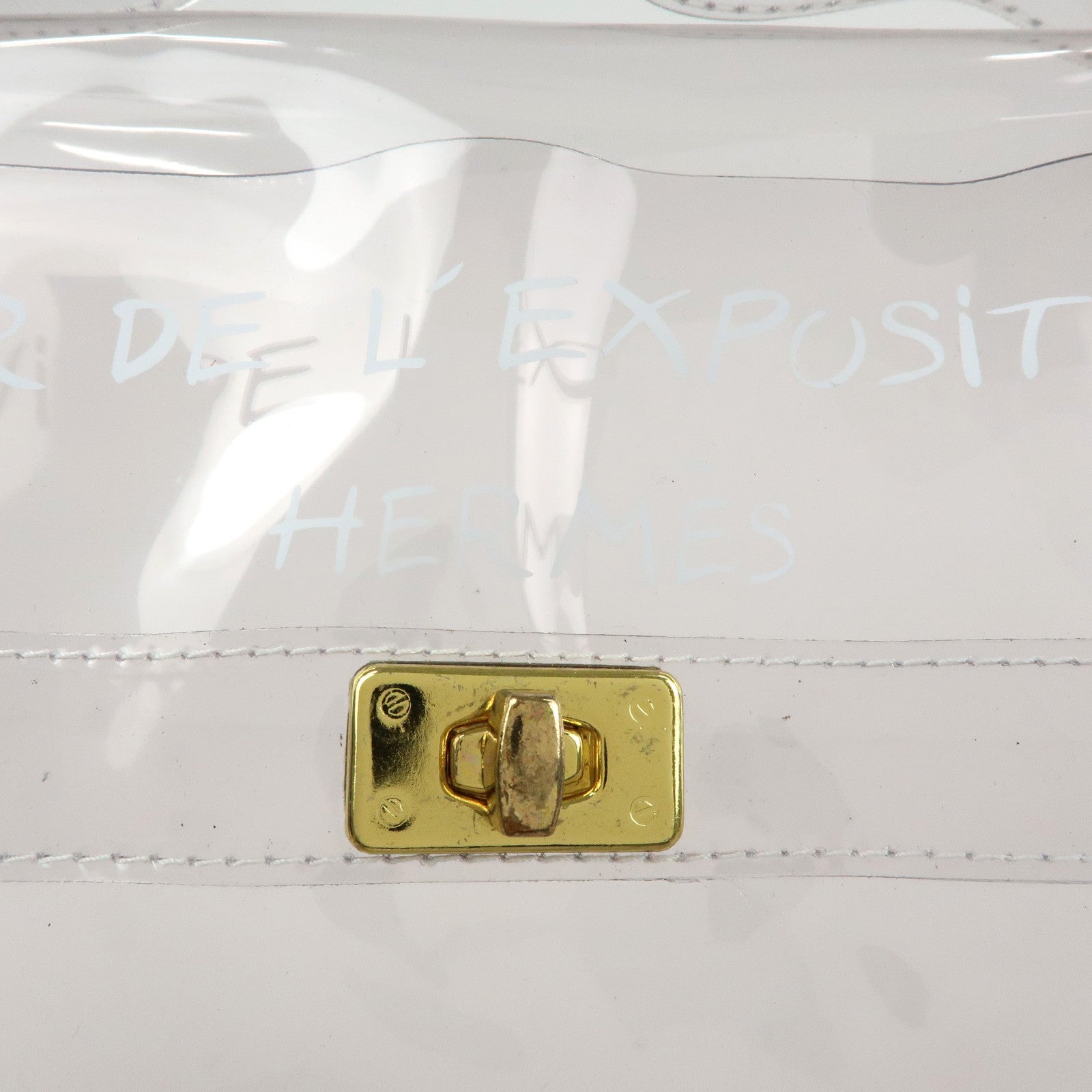 HERMES Vinyl Kelly Hand Bag Clear White