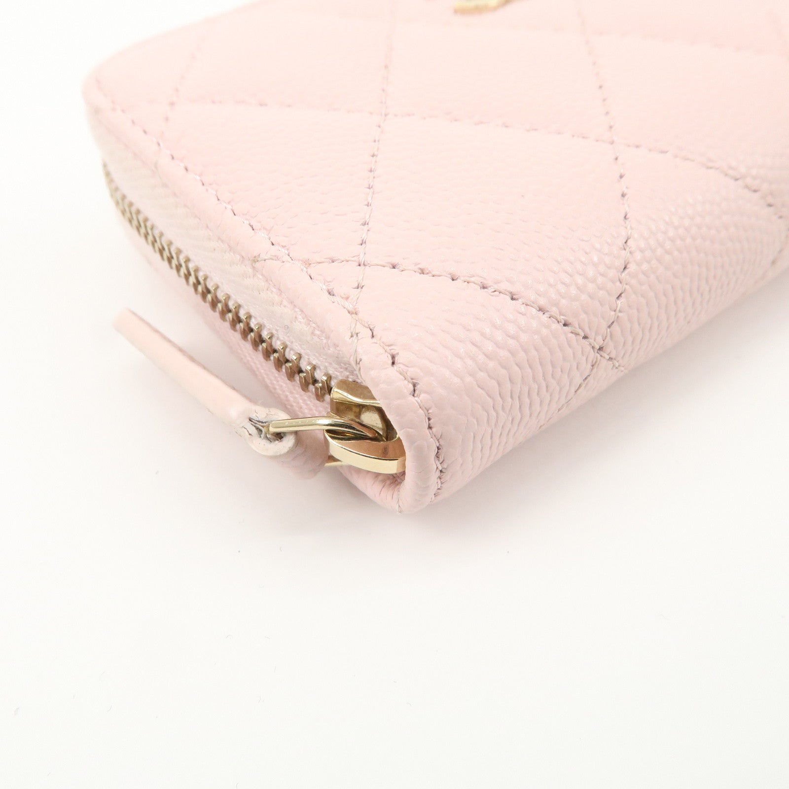 CHANEL Time Classic Matelasse Caviar Skin Zippy Coin Purse Pink AP0216 Used