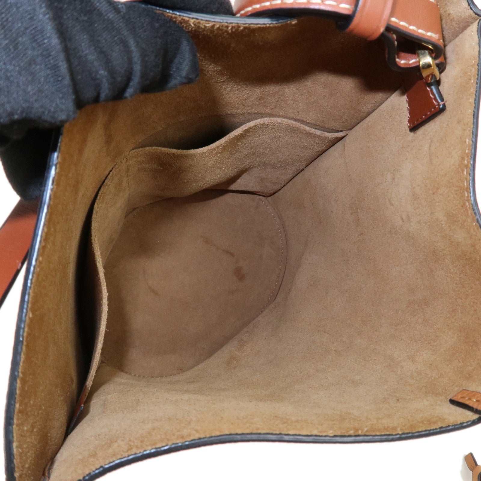 LOEWE Anagram Calf Leather Gate Bag Bucket Small Shoulder Bag Brown