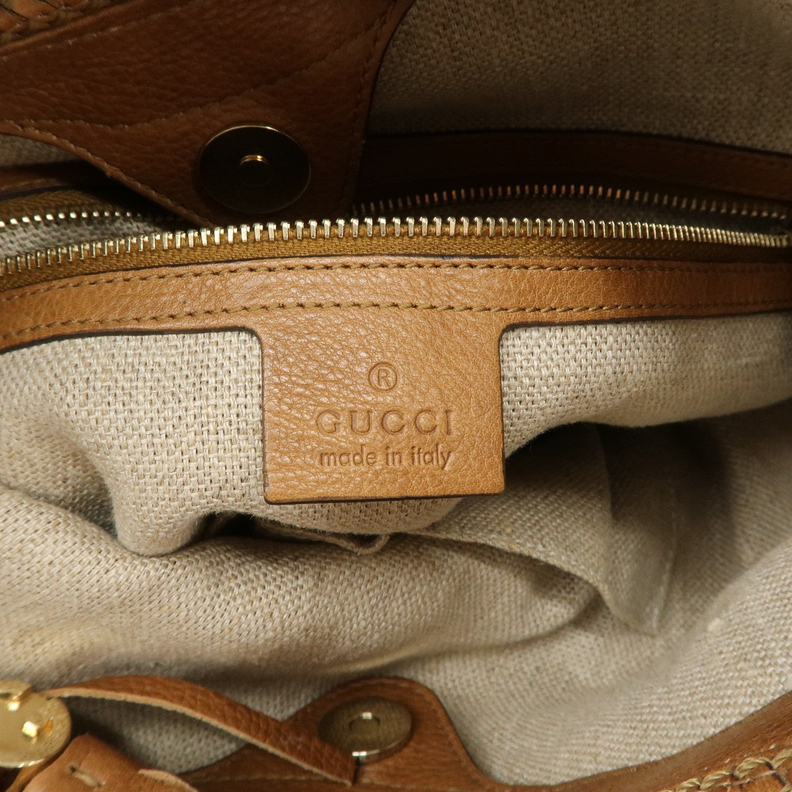 GUCCI Marrakech GG Canvas Leather Shoulder Bag Beige Brown 257026 Used