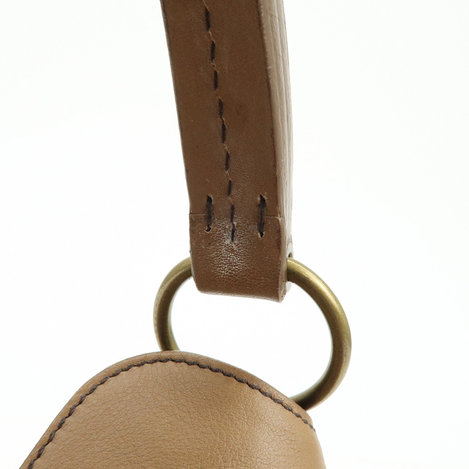 MIU MIU Logo Leather Shoulder Bag Hand Bag Brown