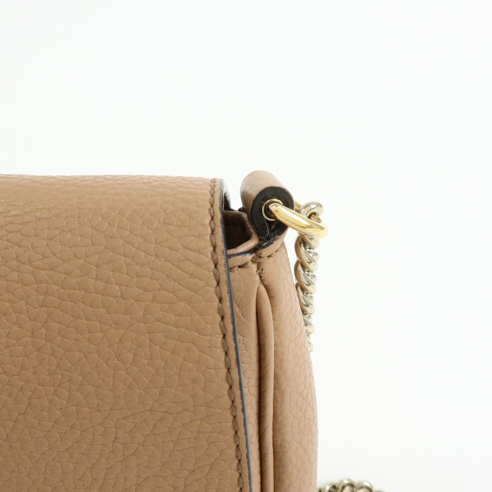 GUCCI SOHO Leather Chain Shoulder Bag Crossbody Bag Beige 536224