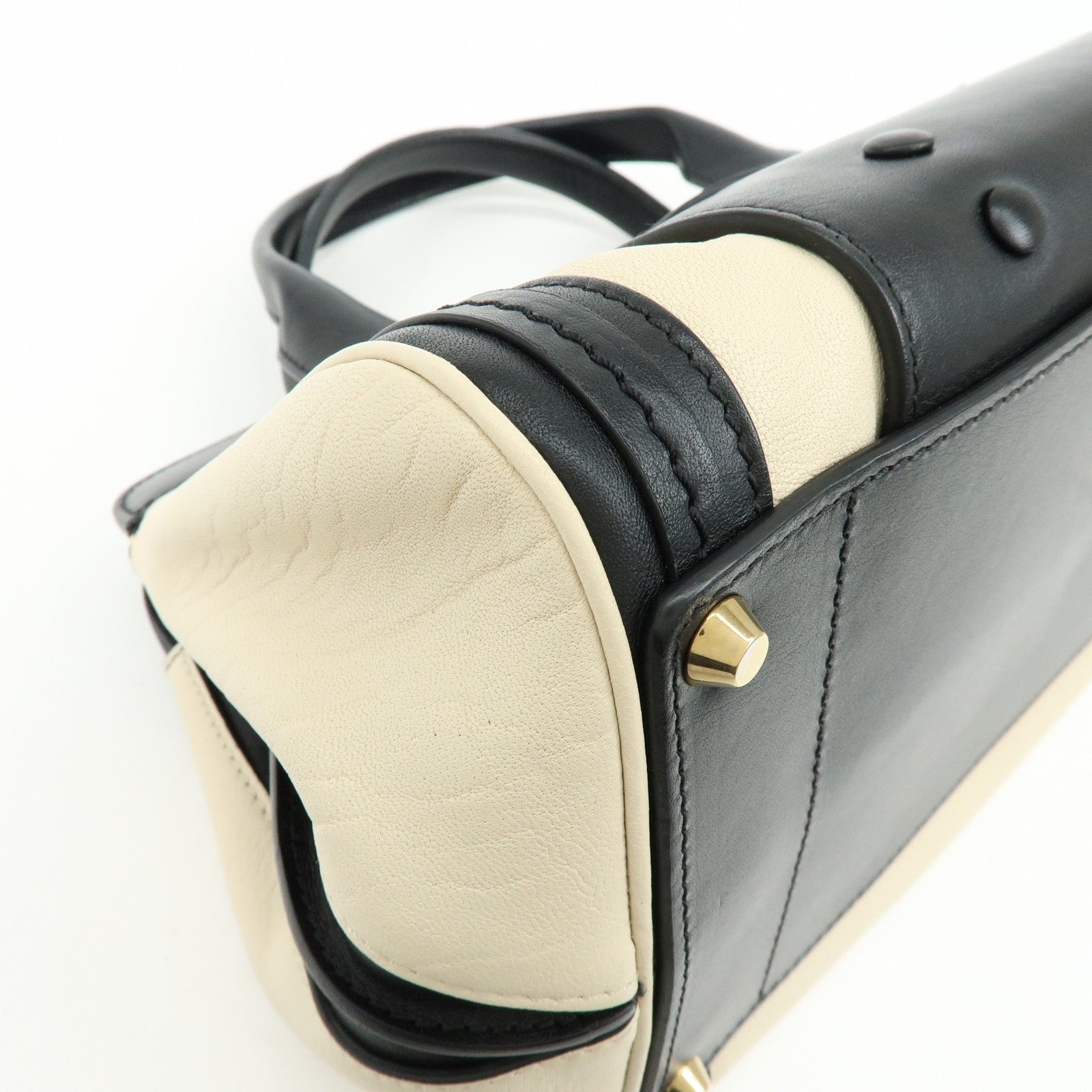 Chloe Leather Alice Mini Bag 2Way Bag Shoulder Hand Bag Black Ivory