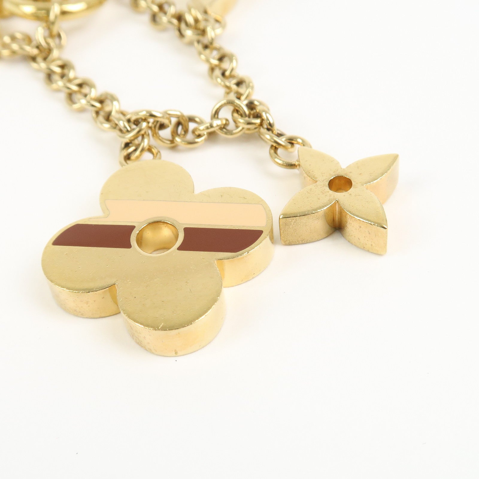 Louis Vuitton Porte Cles Chaine Flower Stripes Bracelet Gold M78612