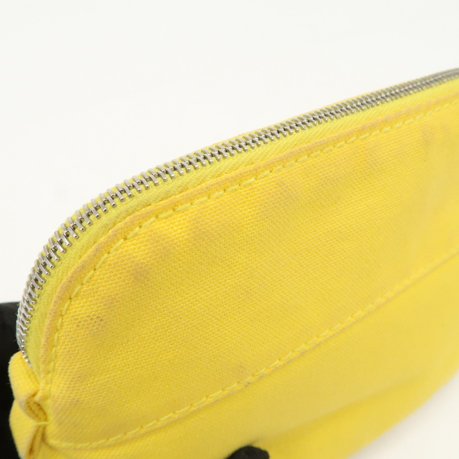 HERMES Canvas Leather Bolide Set of 3 Pouch Yellow Pink Gray