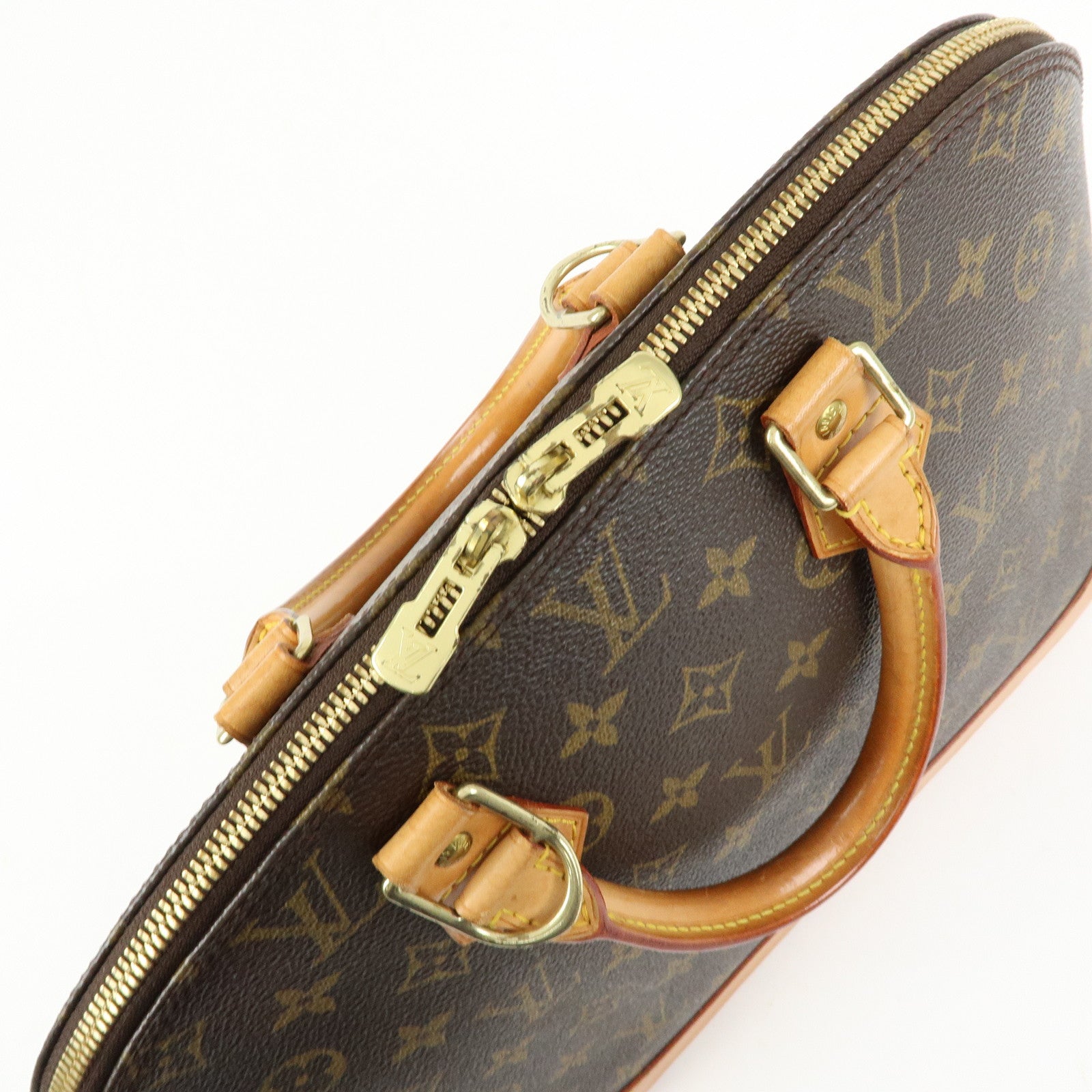 Louis Vuitton Monogram Canvas Leather Alma PM Hand Bag Brown M51130