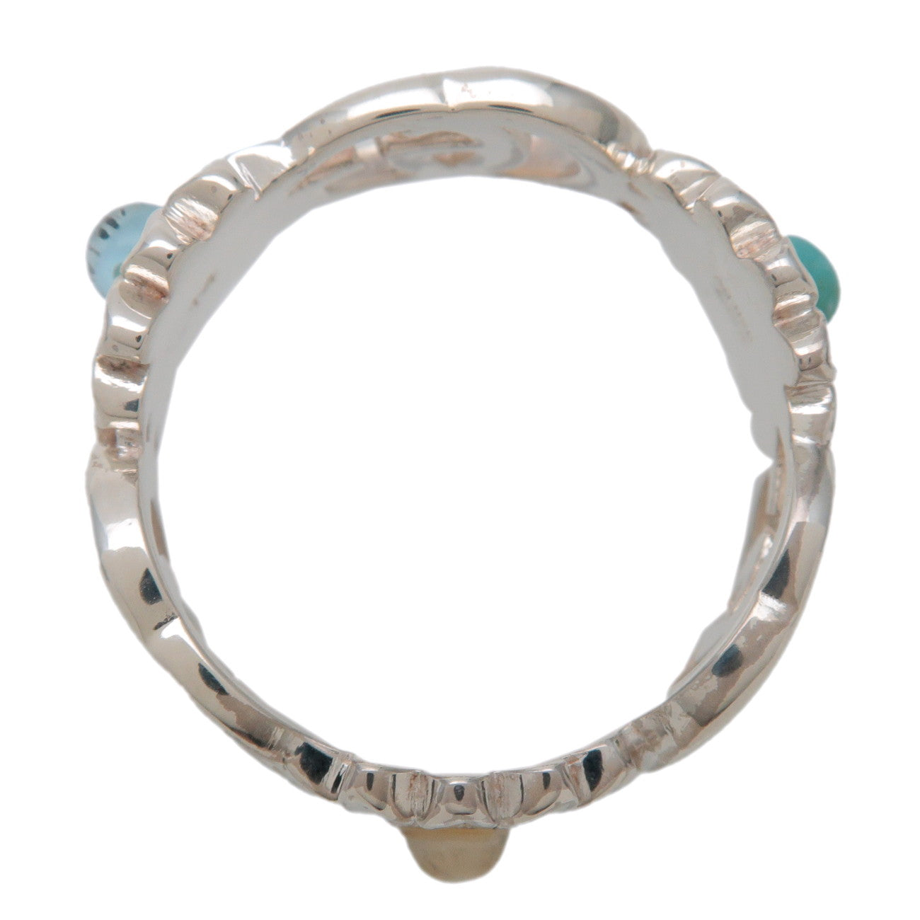 GUCCI Double G Mother of Pearl Ring SV925 Pearl Blue Topaz 527394