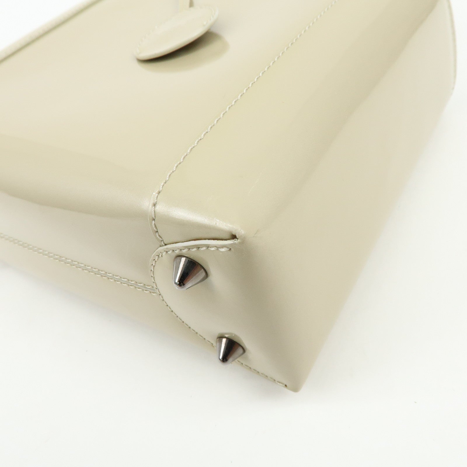 Christian Dior Maris Pearl Patent Leather Hand Bag Ivory