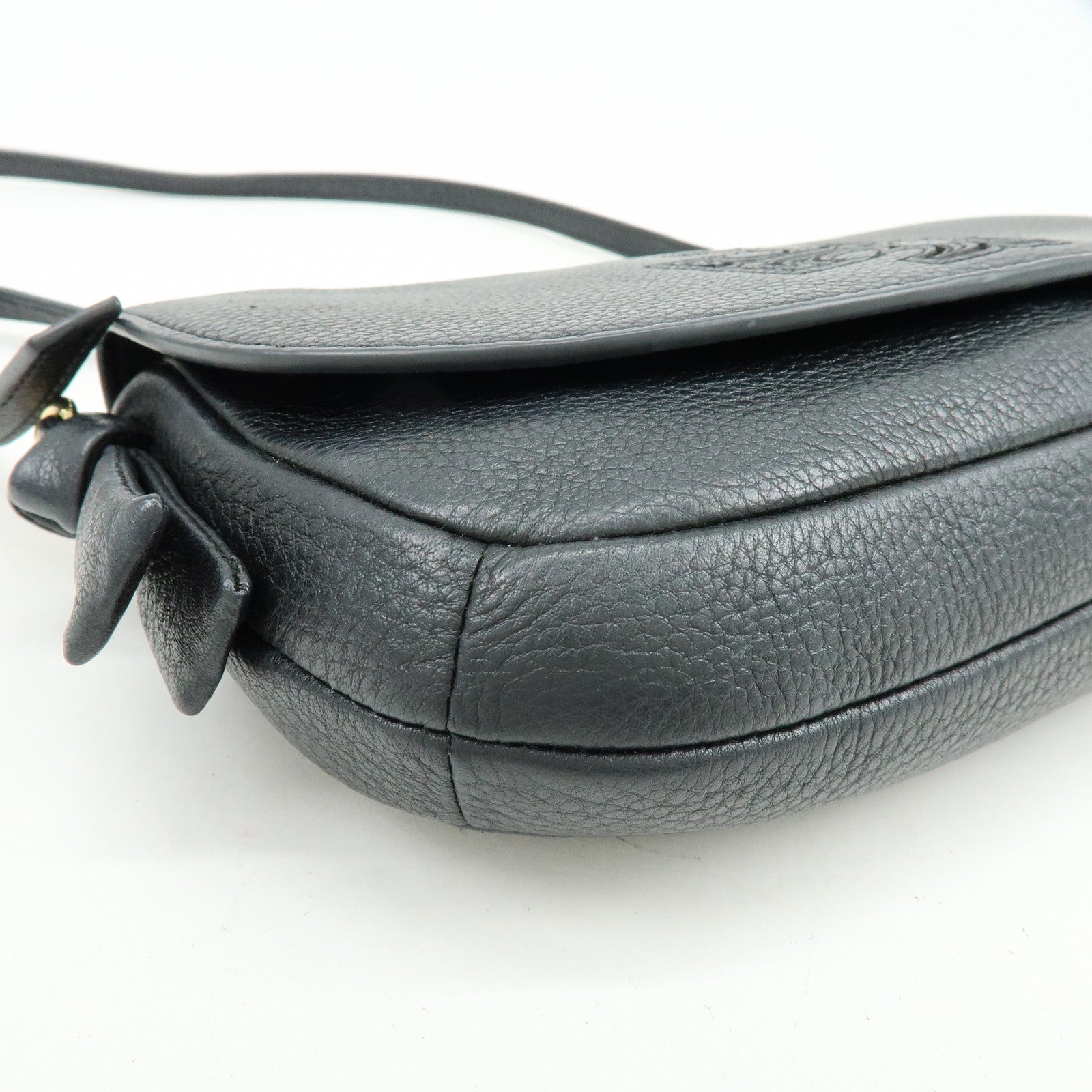 TORY BURCH Logo Leather Shoulder Bag Crossbody Bag Black