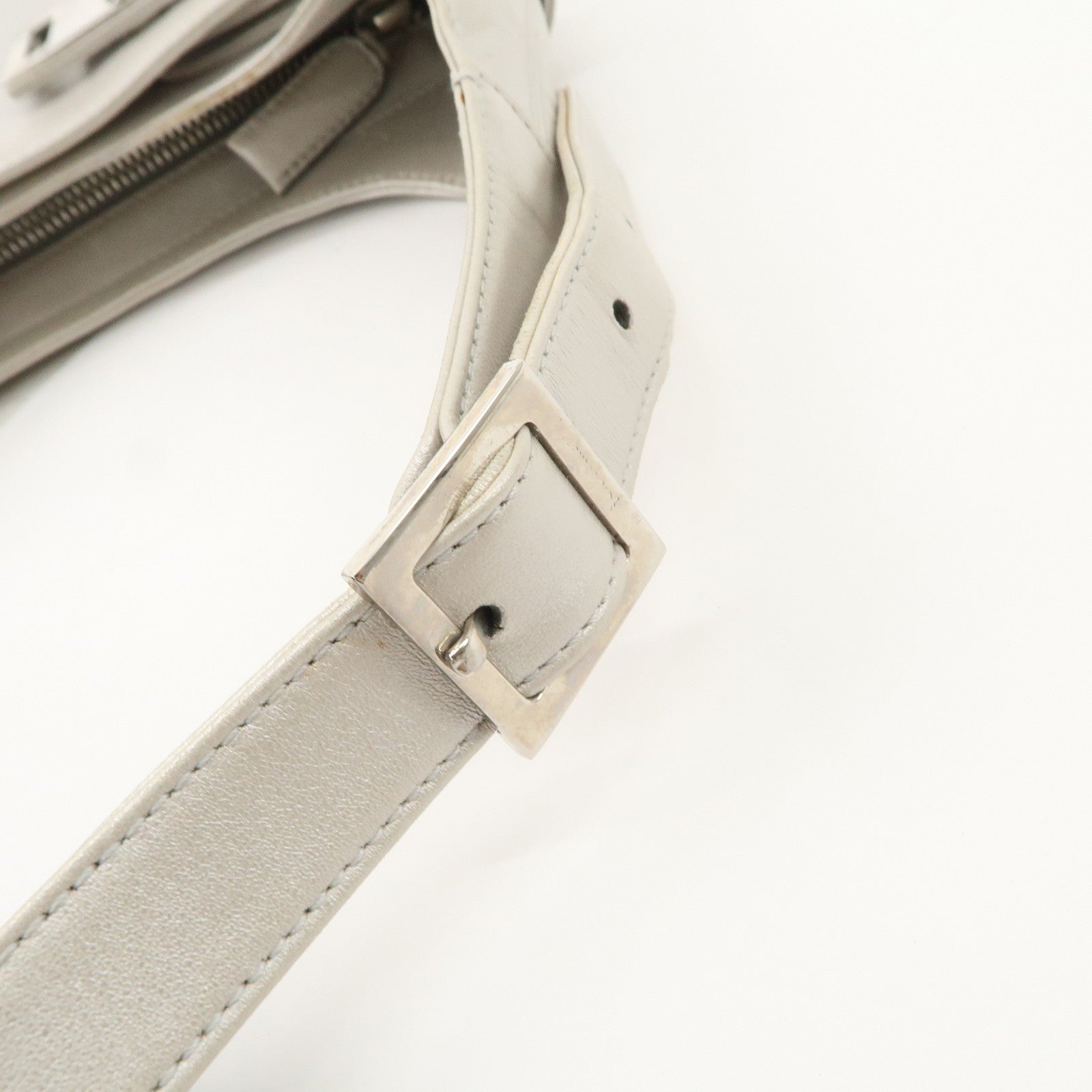 Ferragamo Gancini Leather Shoulder Bag Hand Bag Silver Used