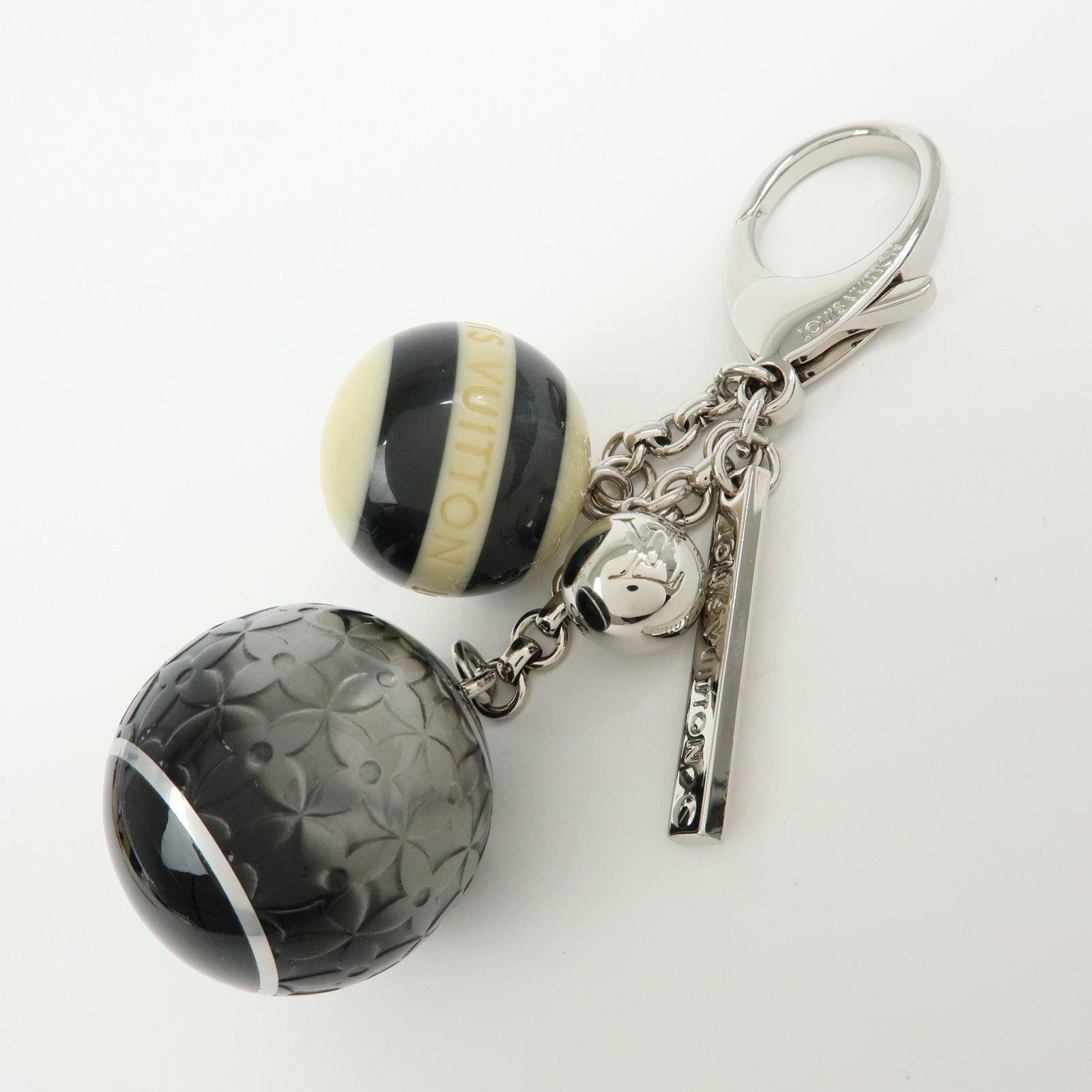 Louis Vuitton Metal Bag Charm Key Holder Black White M65701
