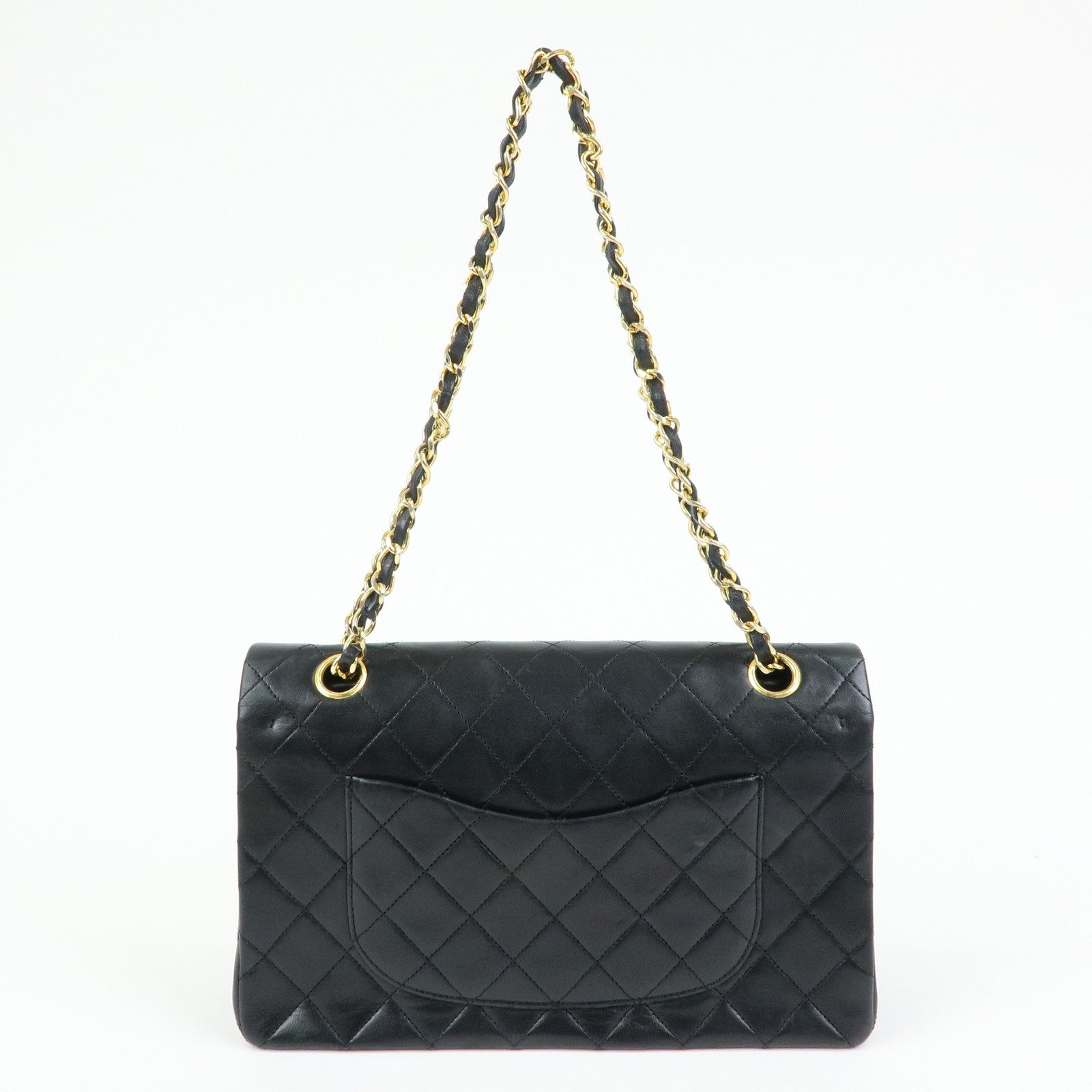 CHANEL Matelasse 25 Double Flap Chain Shoulder Bag Black A01112