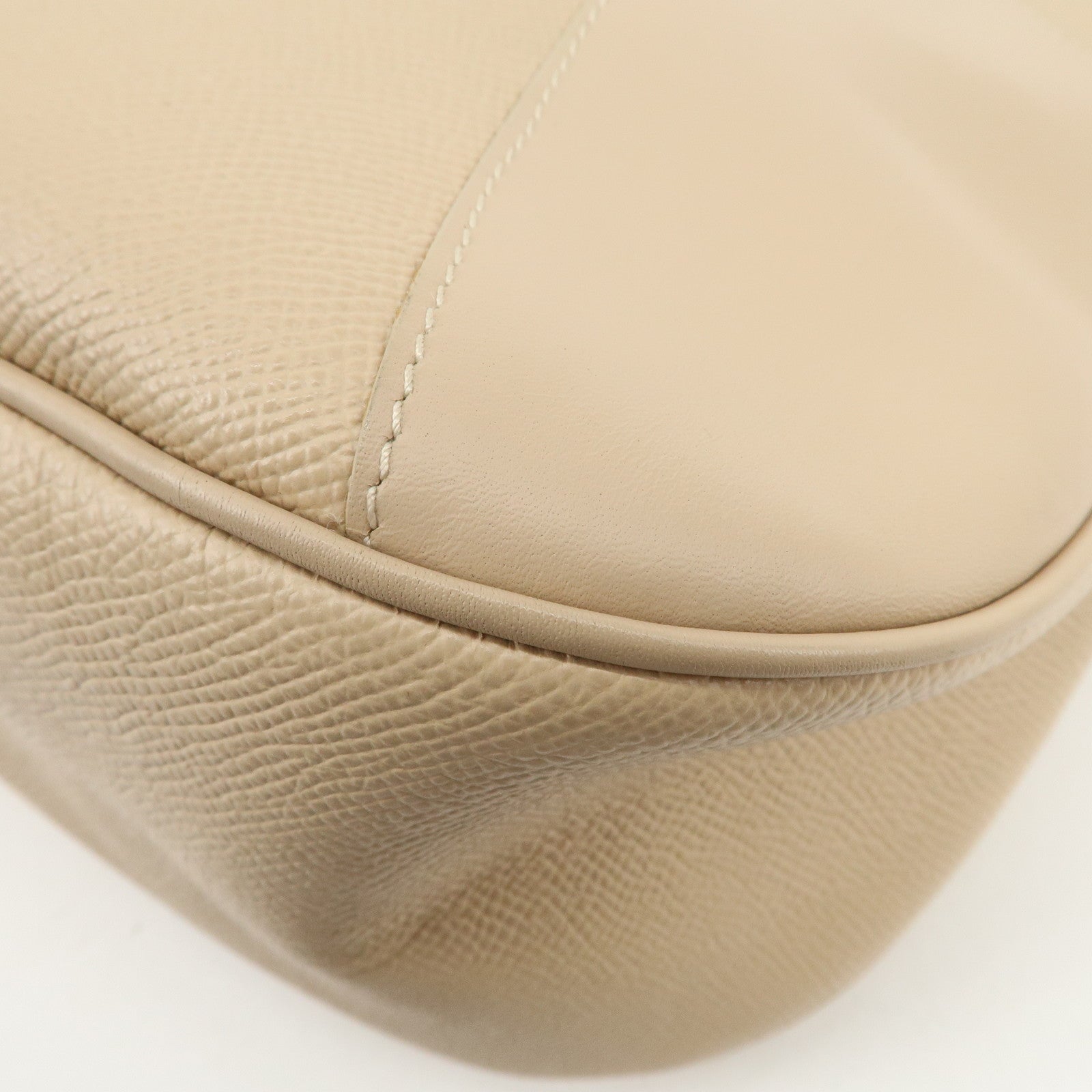 BVLGARI Logo Leather Hand Bag Shoulder Bag Beige