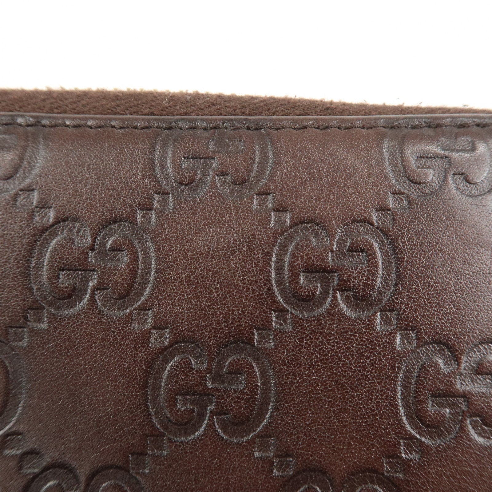 GUCCI Guccissima Leather Round Zippy Long Wallet Dark Brown 112724 Used