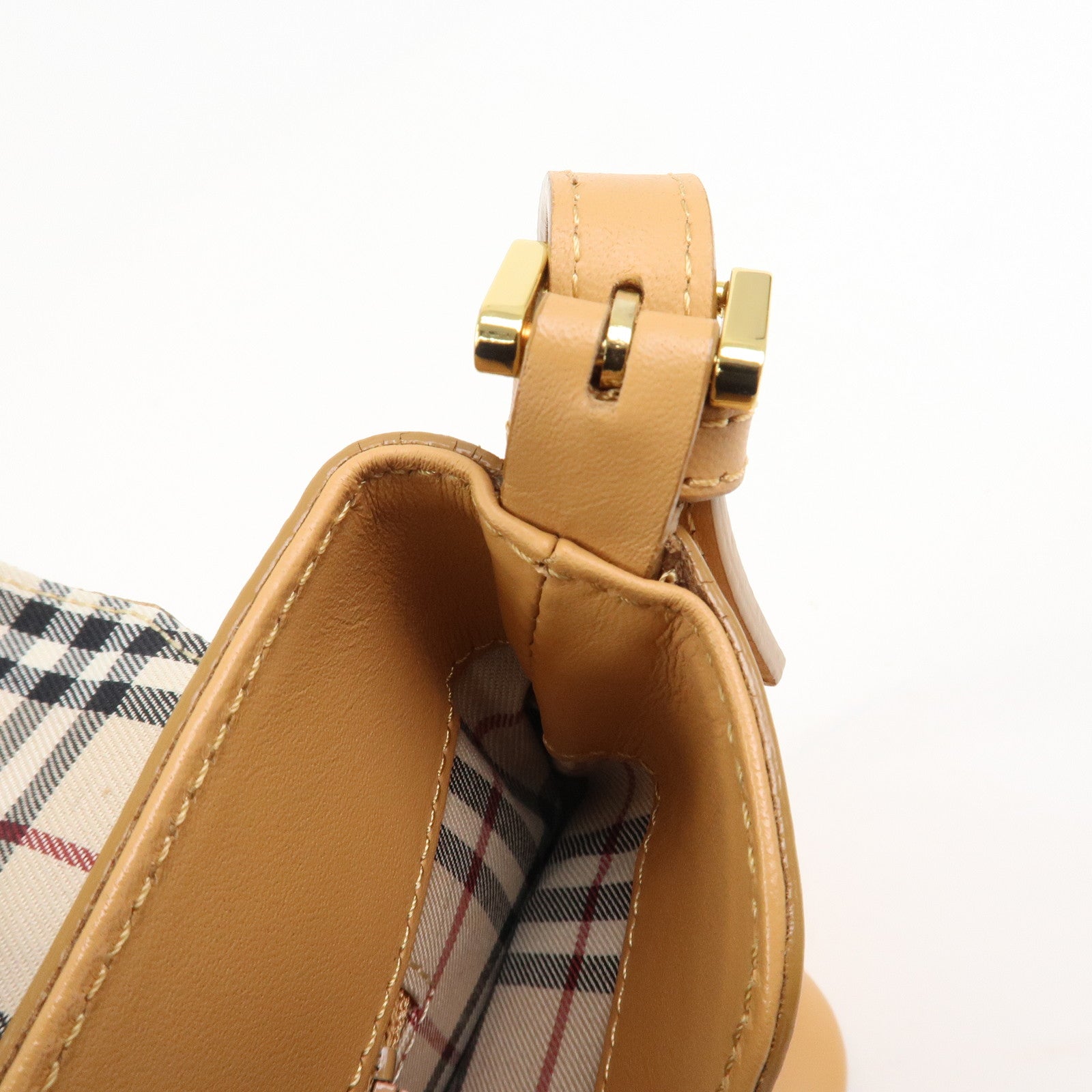 BURBERRY Leather Shoulder Bag Hand Bag Beige Gold HDW