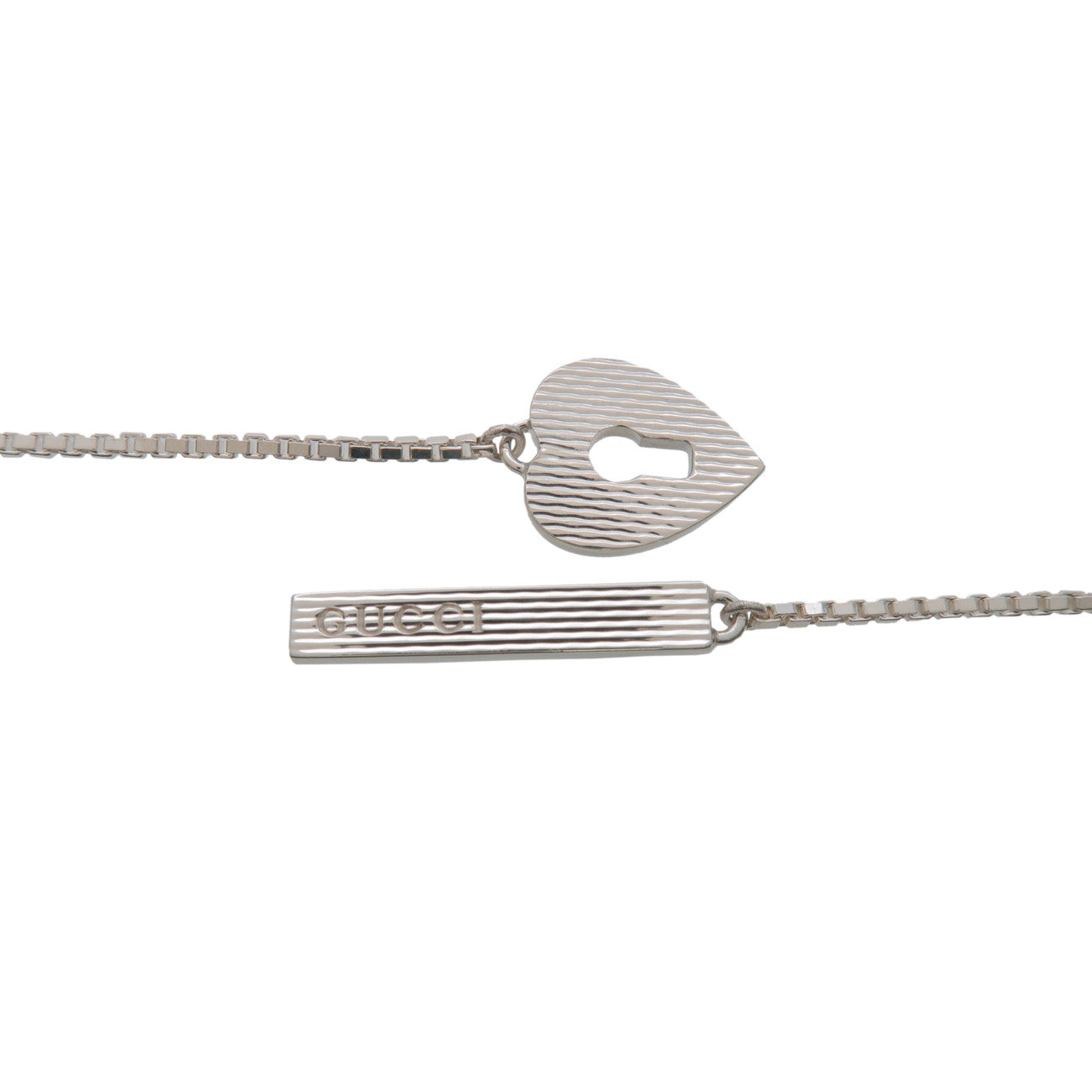 GUCCI Heart Lock Lariat Necklace SV925 Silver