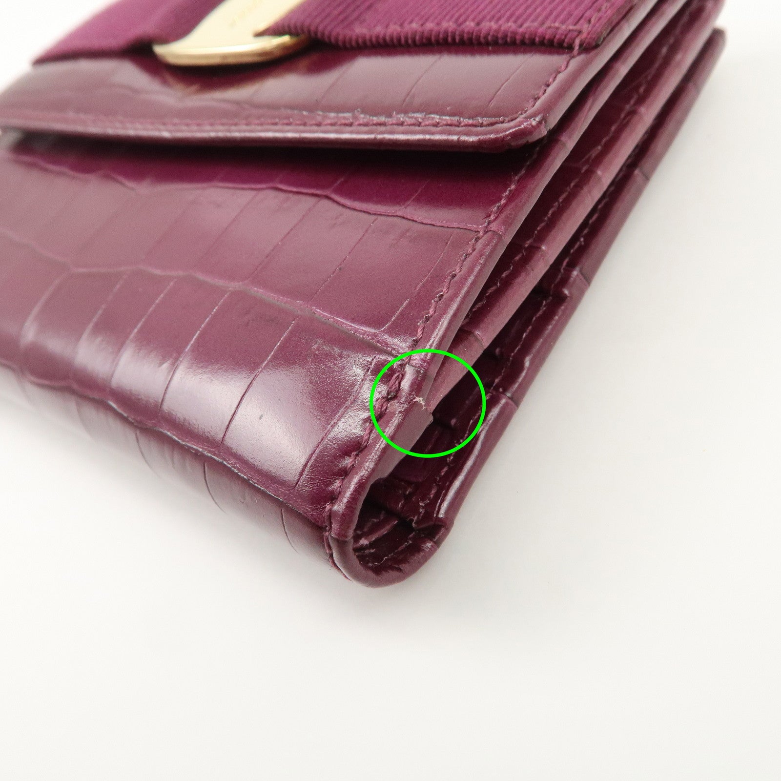 Ferragamo Gancini Vara Leather Wallet Set Of 2 Black Purple Used