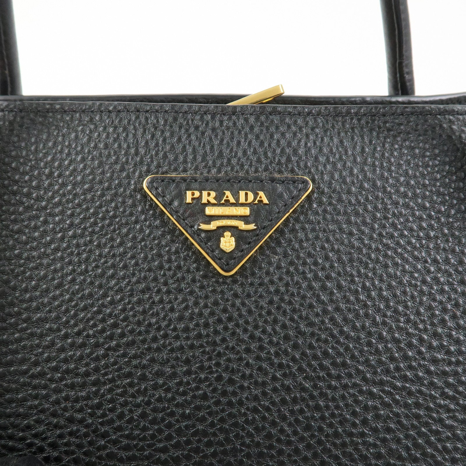 PRADA Triangle Logo Leather 2 Way Bag Hand Bag Black 1BA127